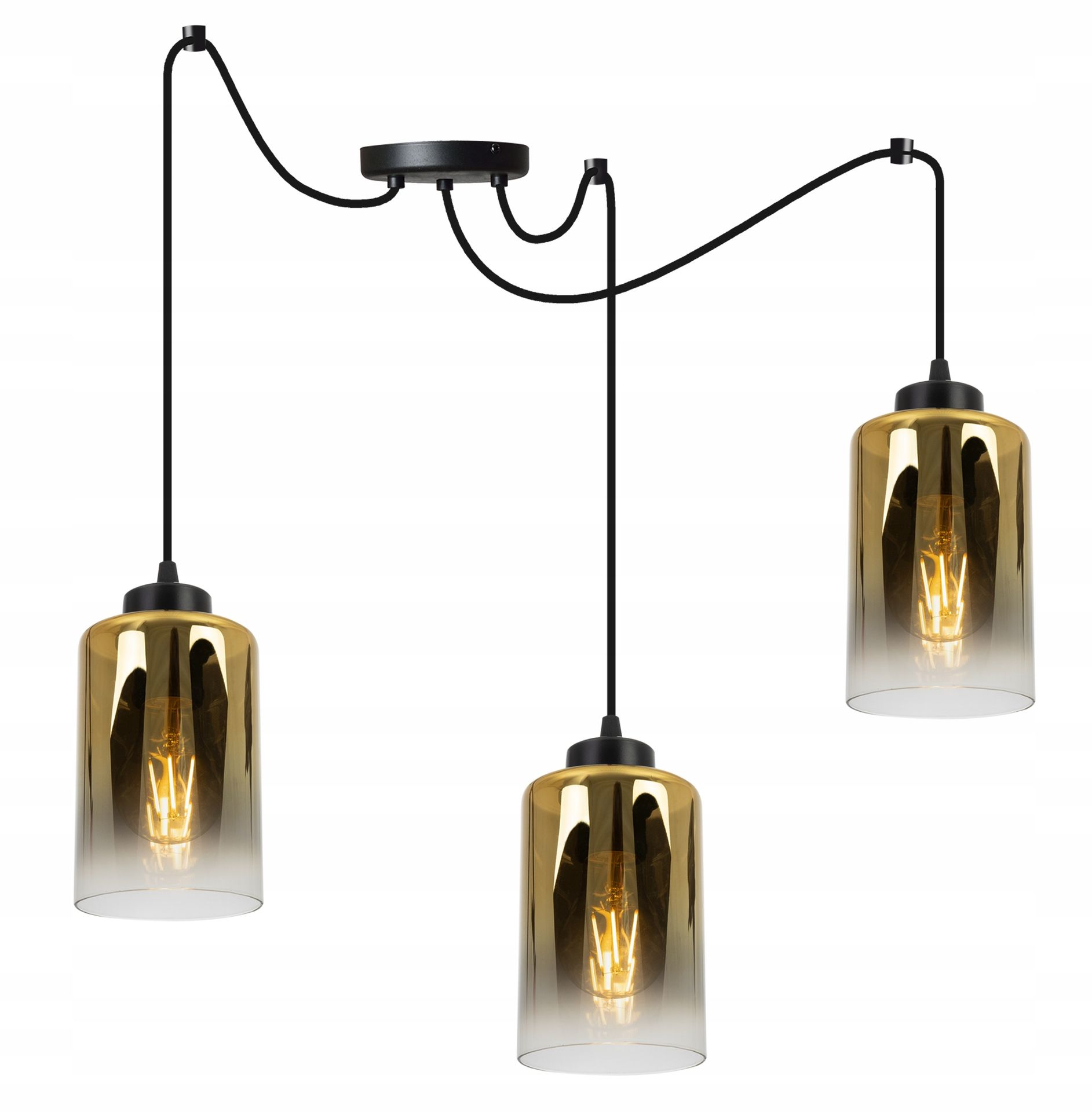 Lampa Sufitowa Wisząca Żyrandol Pająk Szklany Złoty Klosz