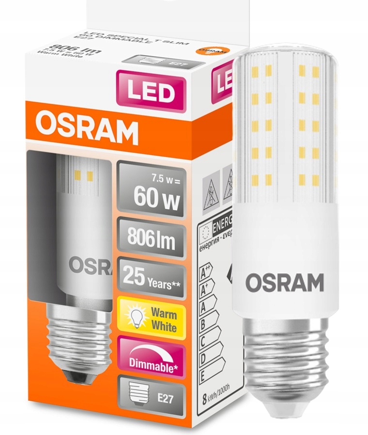 Osram Led żarówka T Slim 7.3W 60W E27 DIM