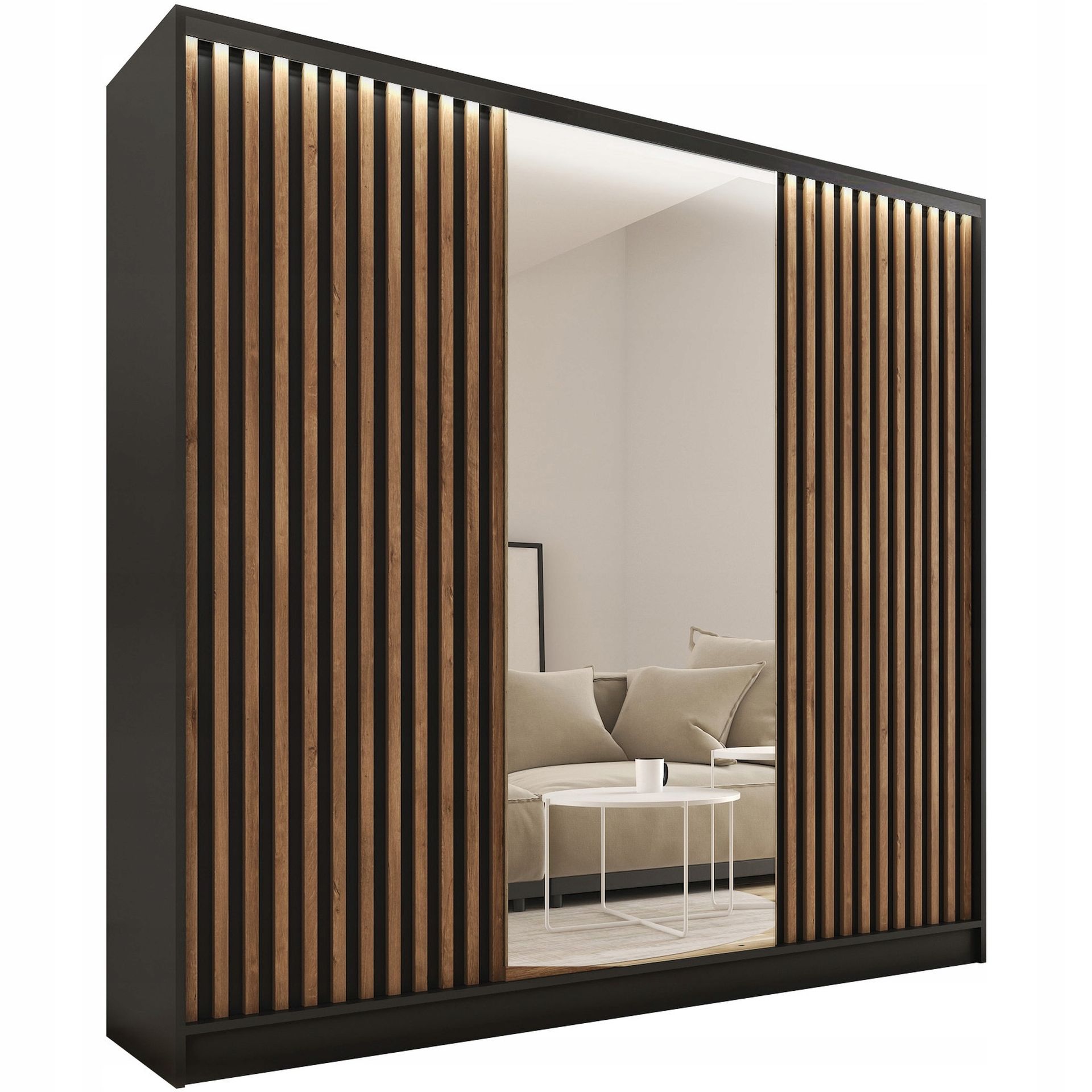 Szafa przesuwna z lustrem lamele 200cm Loft lefkas