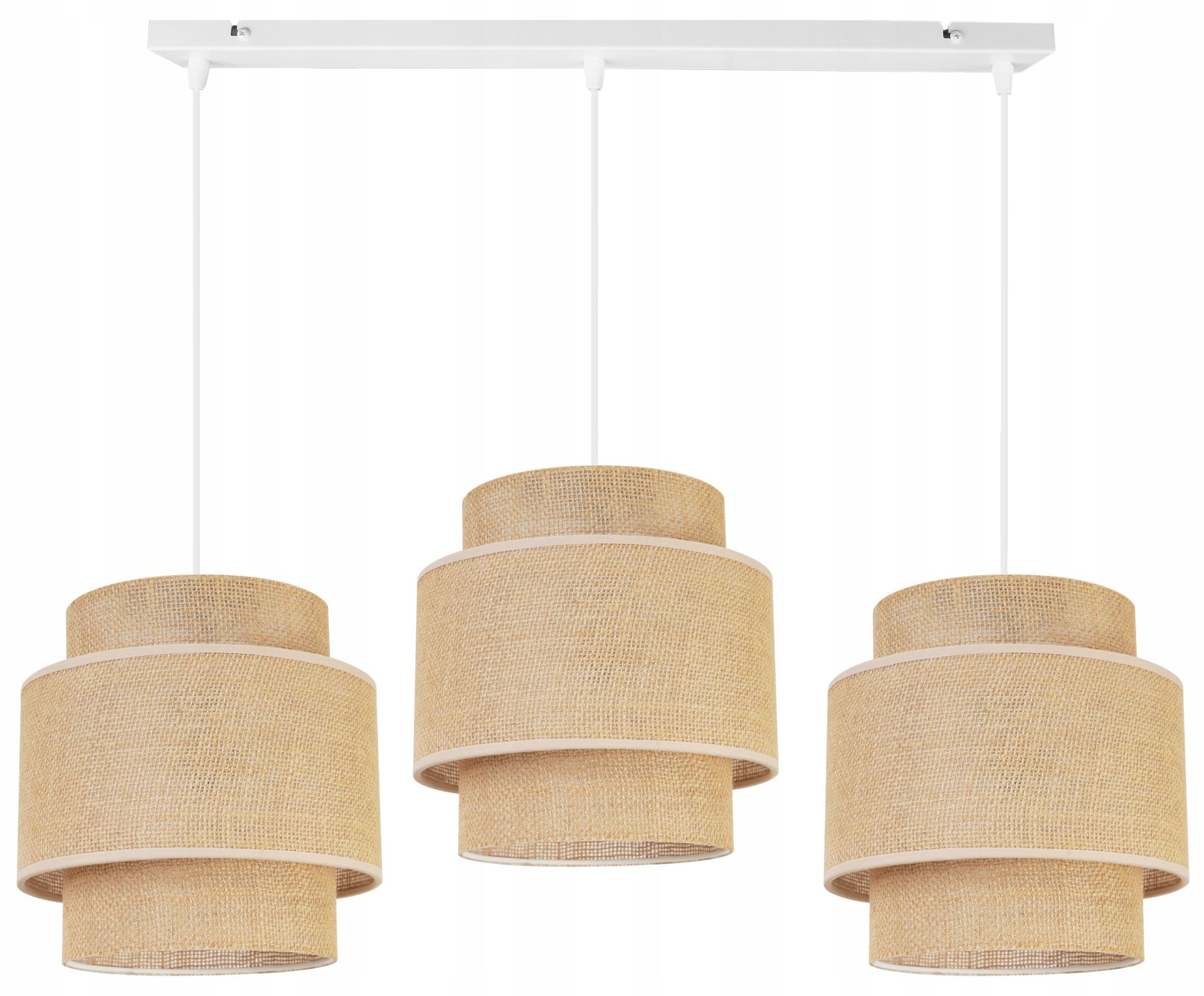 Lampa Sufitowa Wisząca Żyrandol Potrójna Abażur Listwa Boho Juta Nad Stół