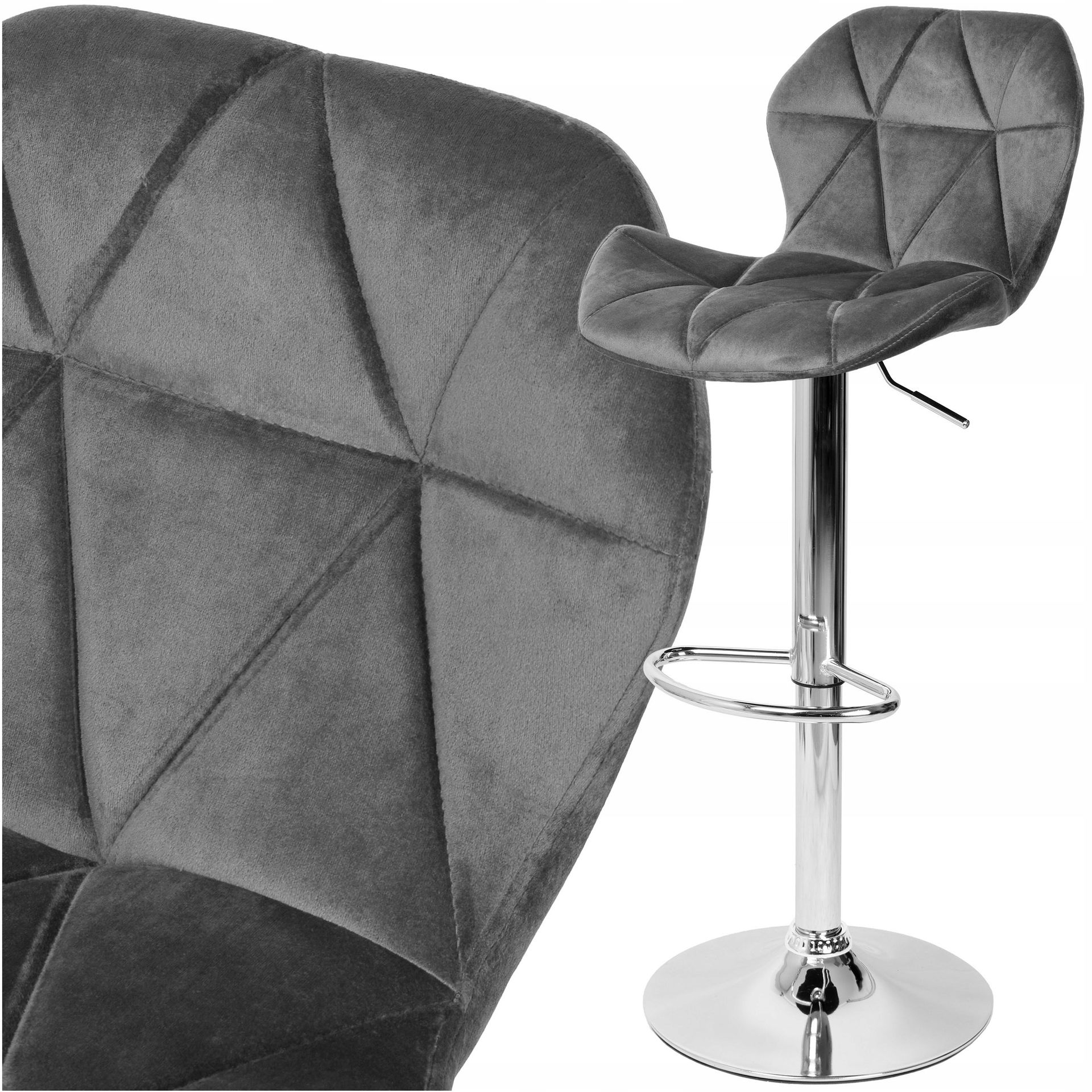 Hoker Obrotowy Regulowany Welurowy Kuchenny Krzesło Barowe Do Kuchni Chrom