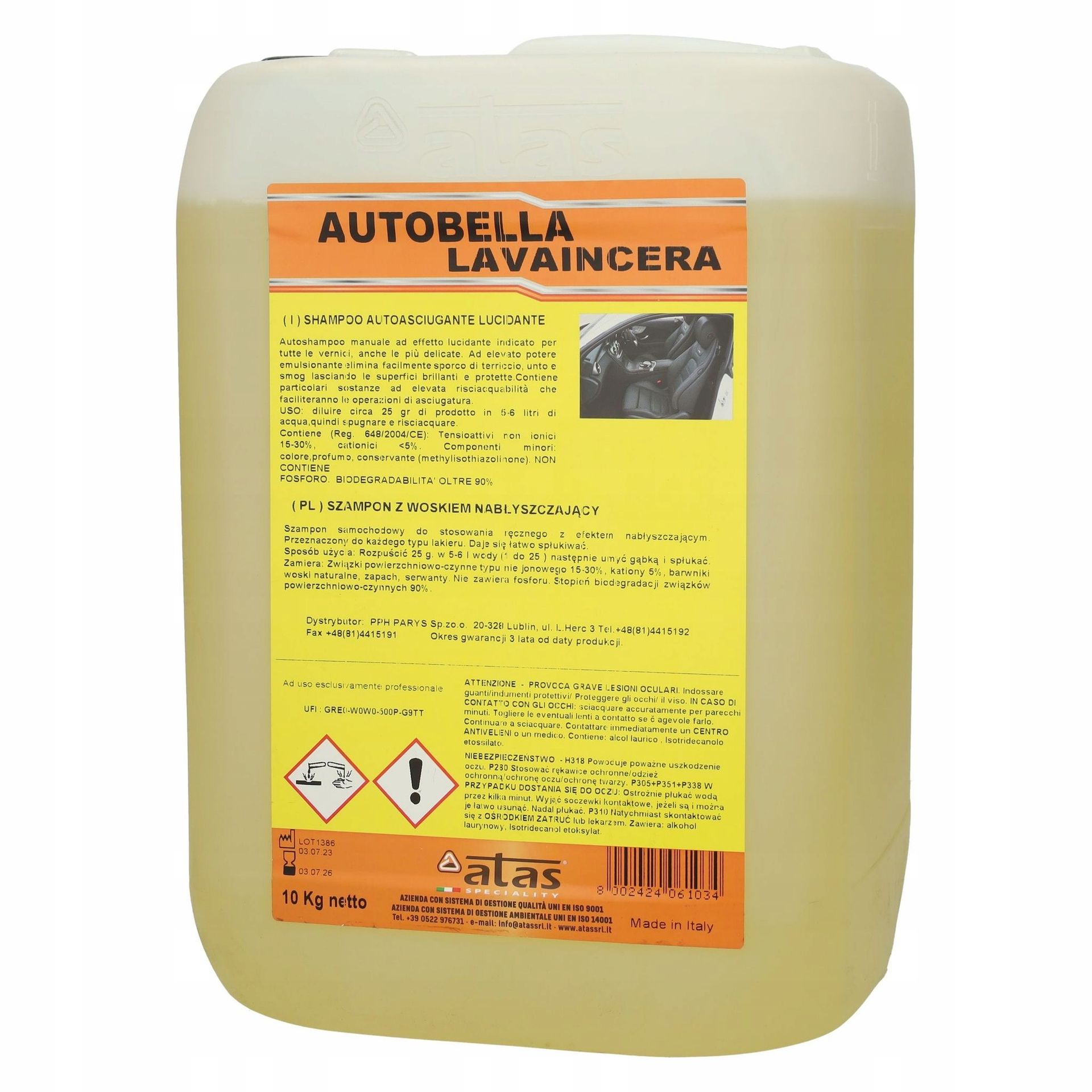 Szampon Samochodowy z Woskiem Plak Autobella Lavaincera 10kg