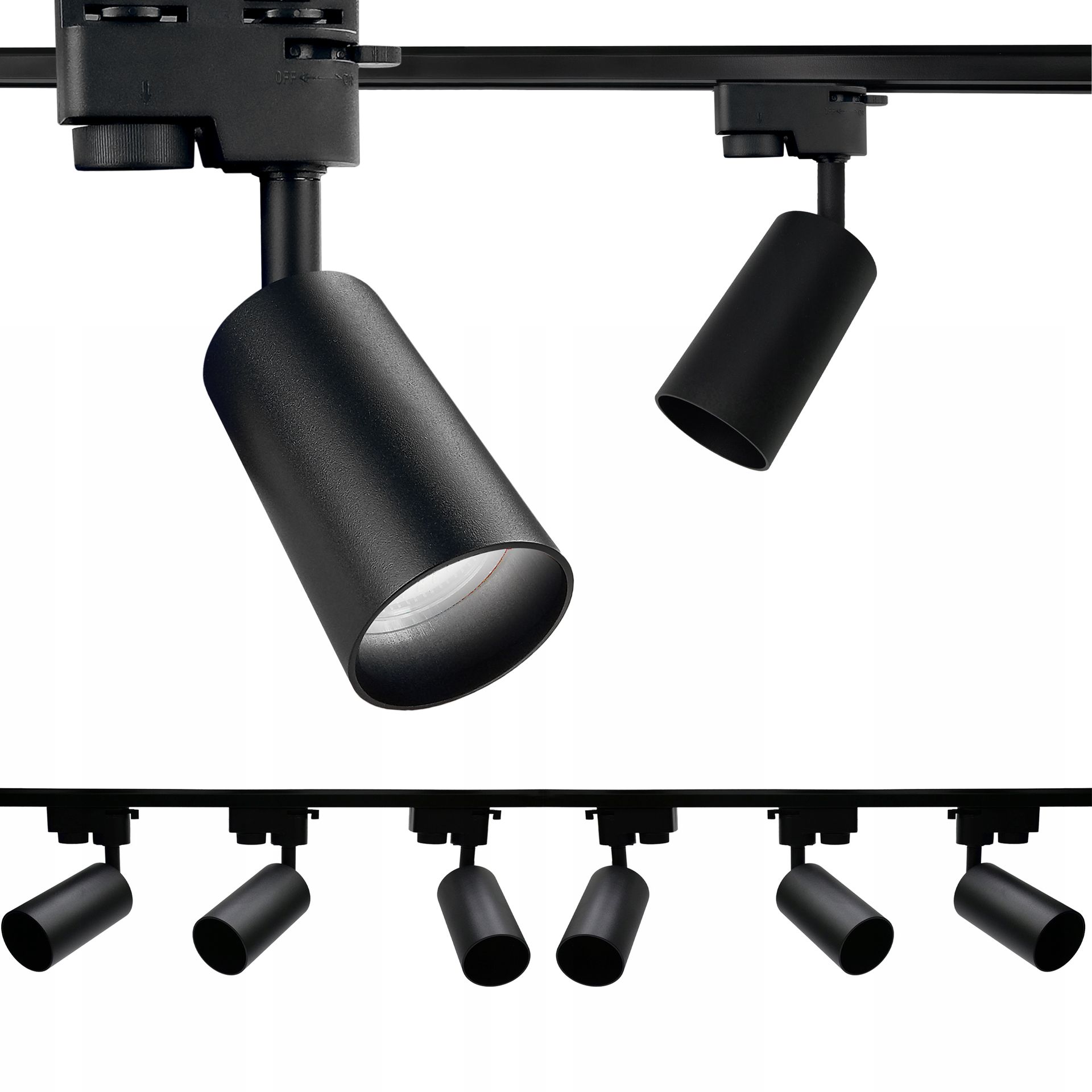 Zestaw 6x Spot Reflektor Ruchomy Biały Na GU10 Szynoprzewód Szyna 2m