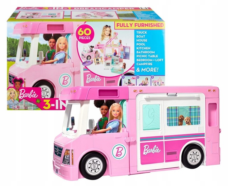 Barbie GHL93 Kamper 3 w 1 Samochód kempingowy Nowy
