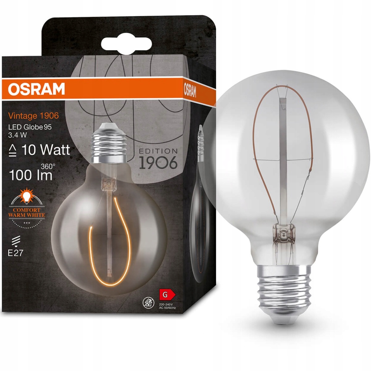 Żarówka Led Osram Vintage 1906 E27 100 lm 3,4 W biała ciepła