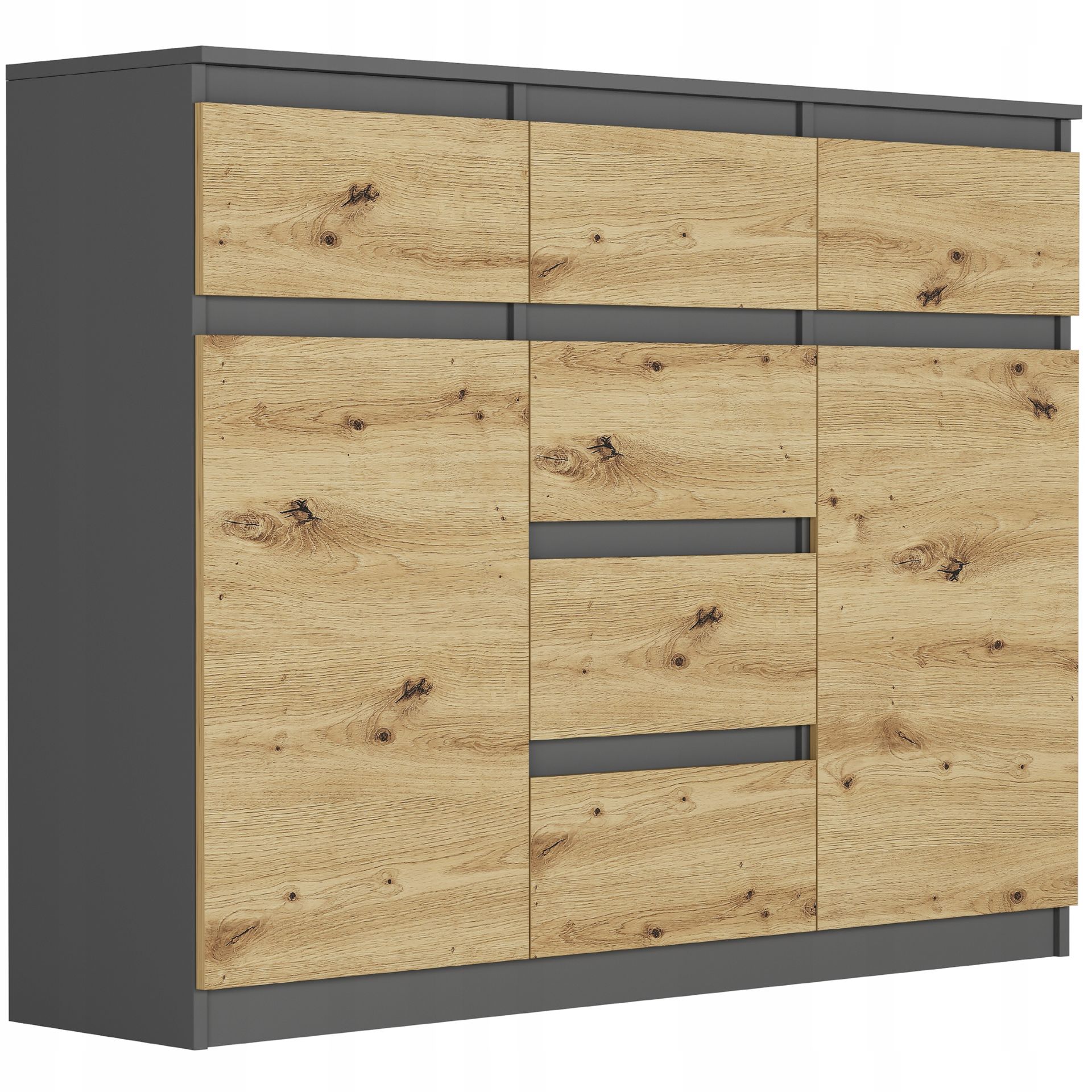 Komoda 98CM Szafka 6 Szuflad Antracyt MIX Artisan S62D