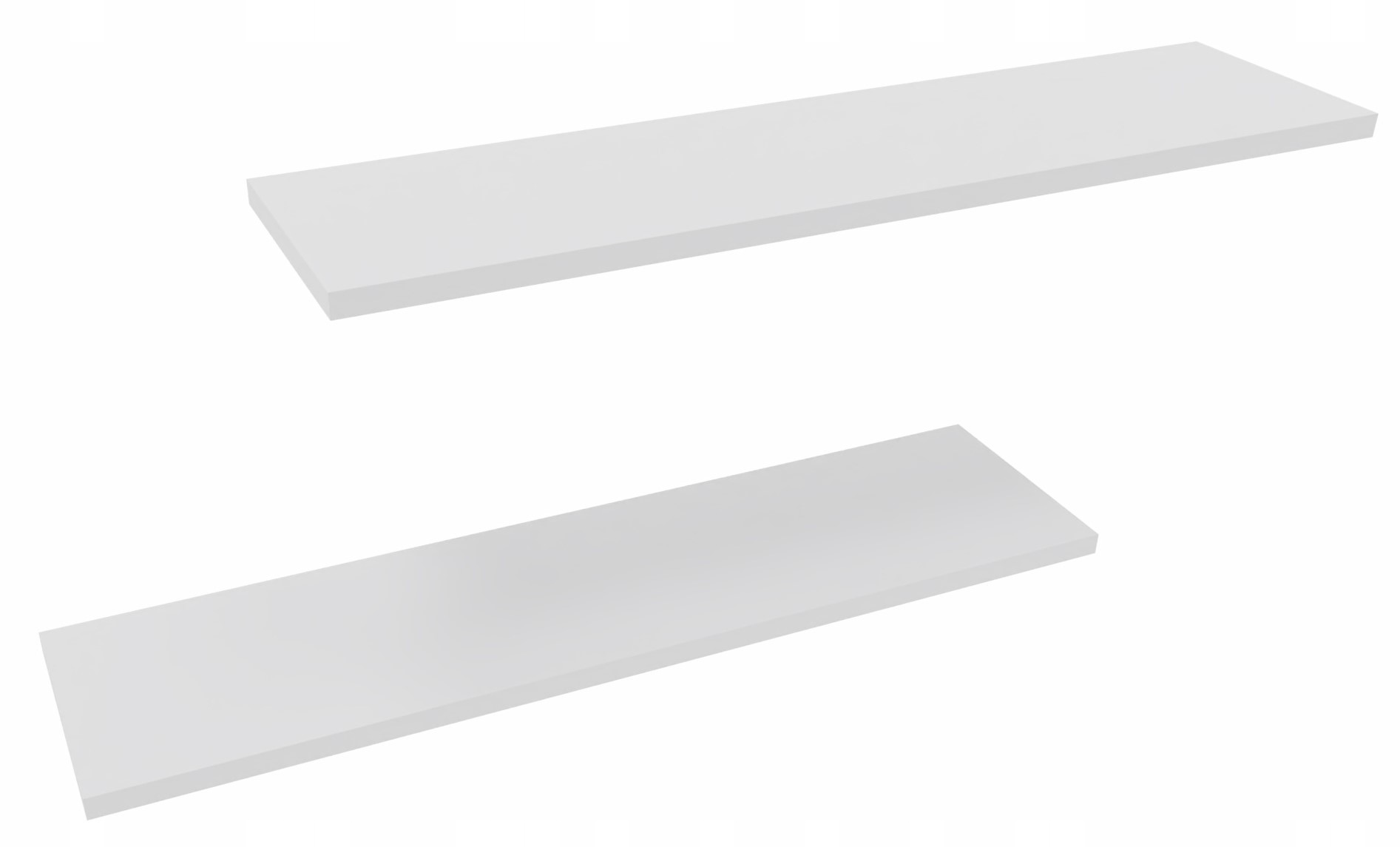 Półka wisząca ścienna do salonu zestaw 2 półek na książki 2x60cm biała mat