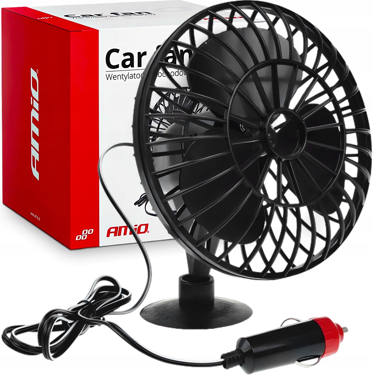 Wiatrak Do Samochodu Wentylator Samochodowy 12V Czarny Przyssawka Do Szyby