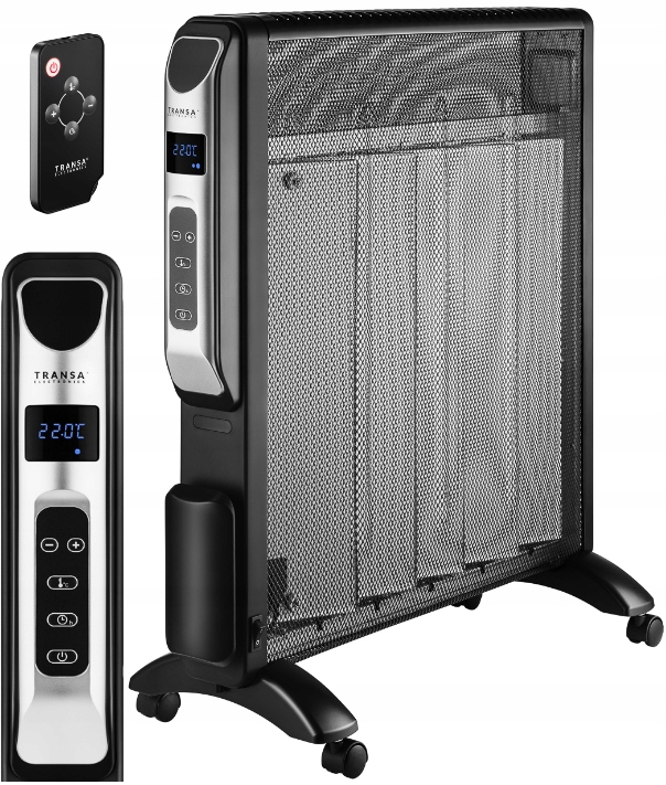 Transa Electronics Grzejnik Na Podczerwień Termostat Timer Pilot MicaSlim Czarny 2500W