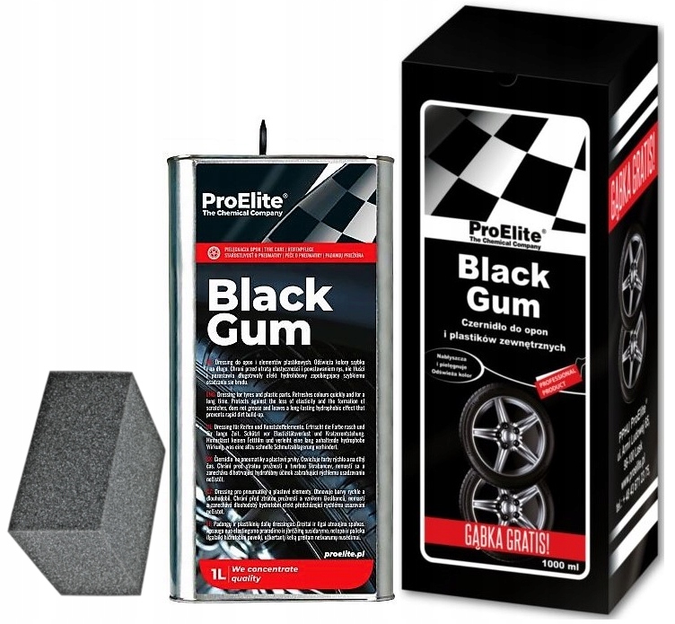 Czernidło do opon Proelite Black Gum 1L Gąbka
