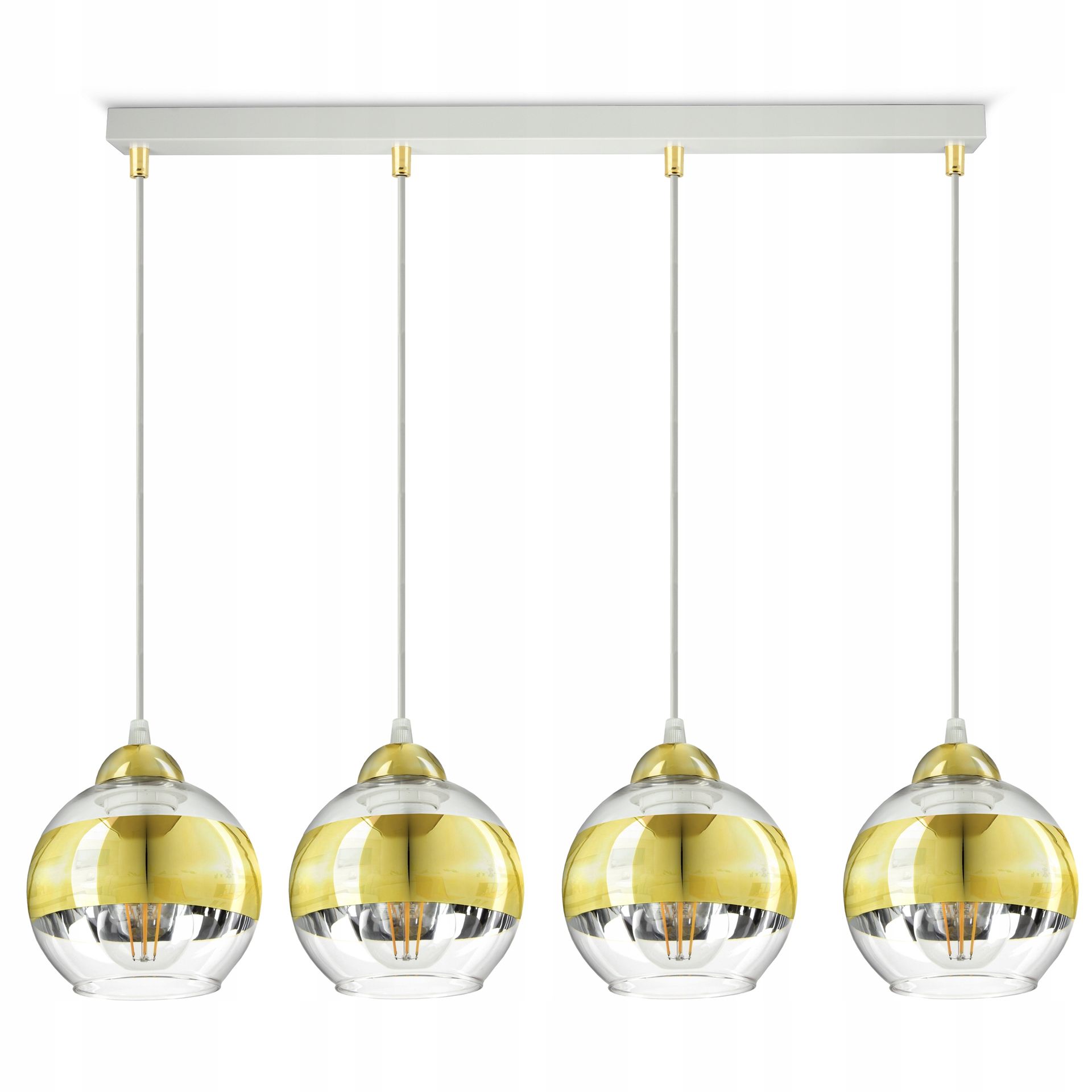 Lampa Sufitowa Żyrandol Biała Złota Glass BZ4 Led