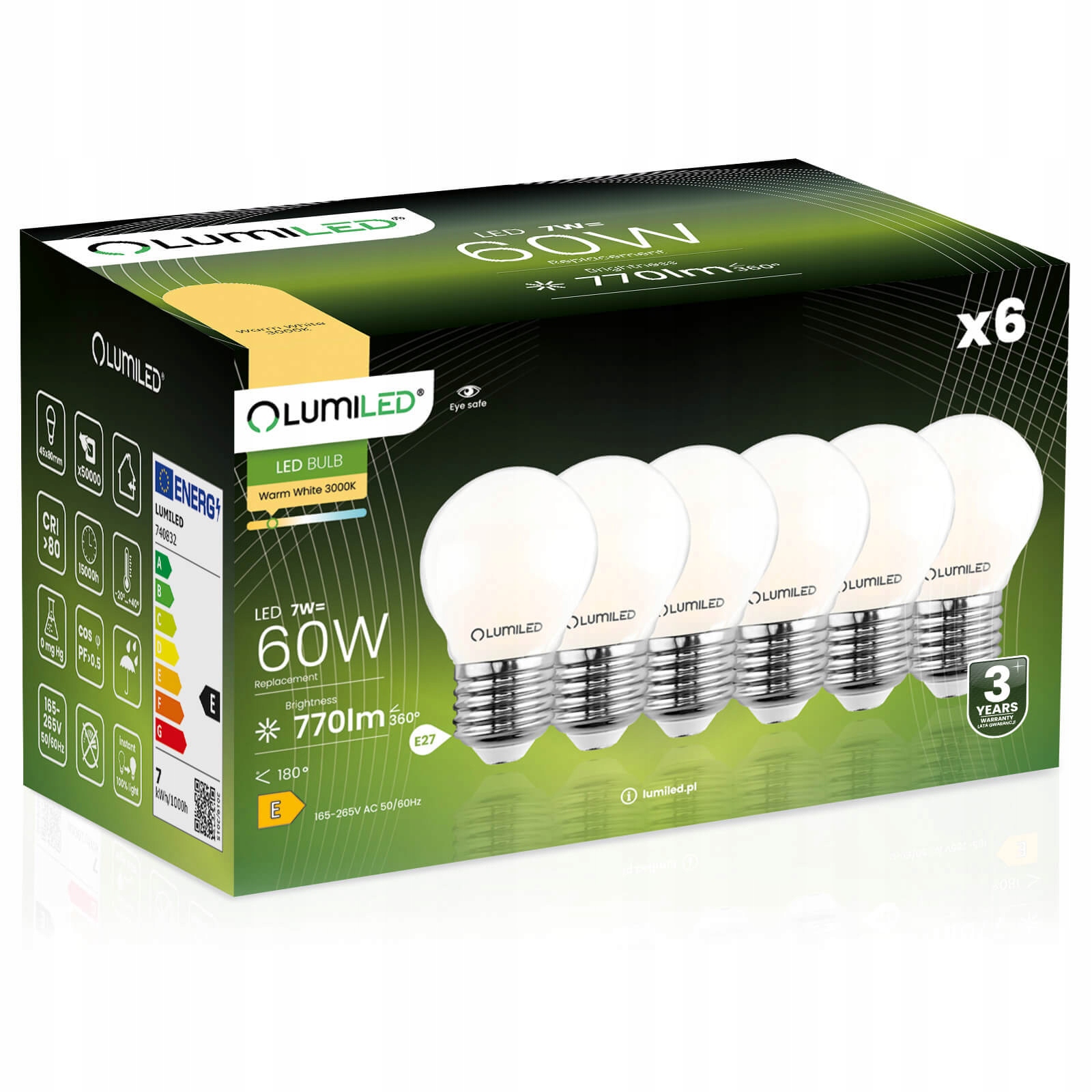 6x Żarówka Led E27 Kulka 7W 60W 3000K Ciepła Filament Mleczna Ozdobna