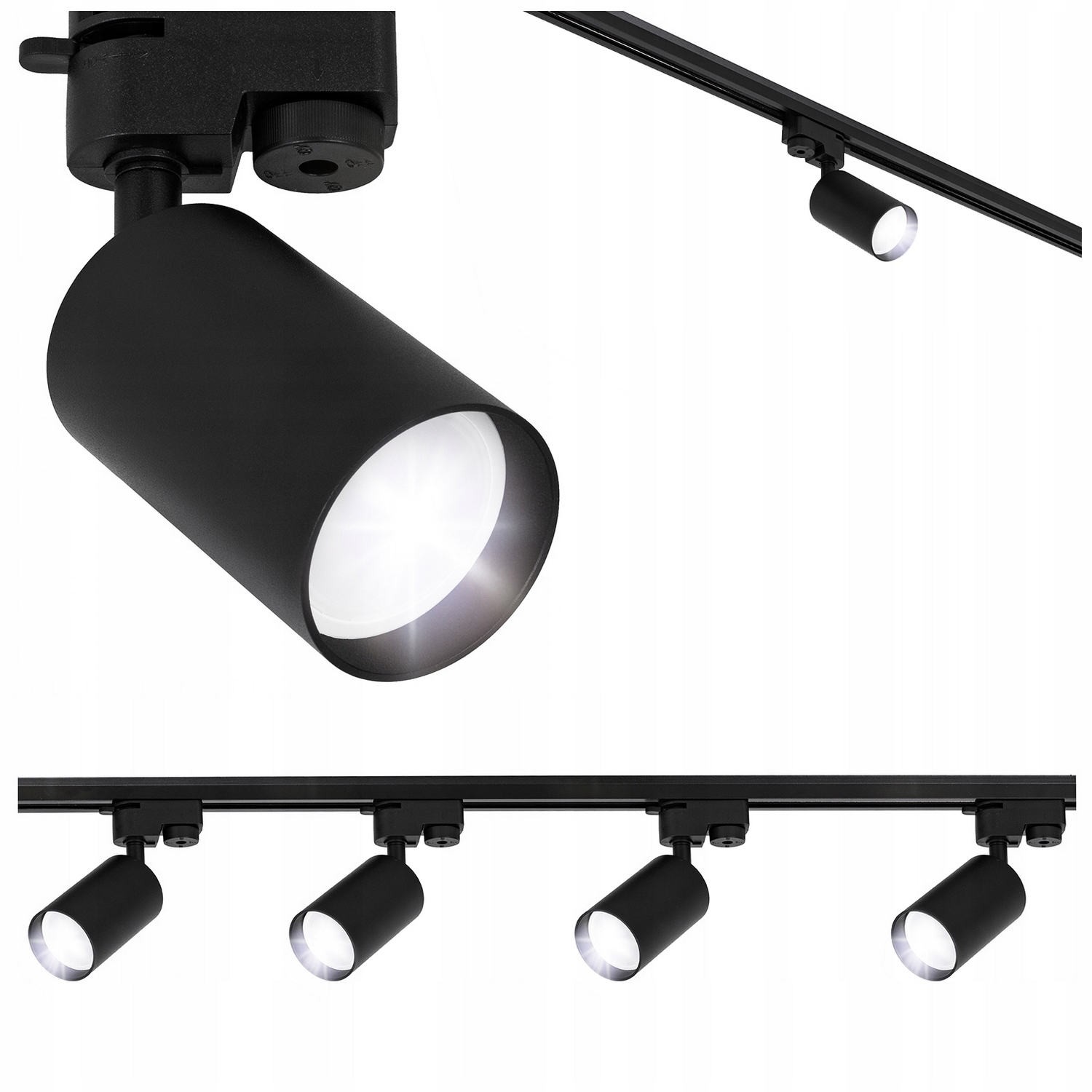 Oświetlenie szynowe 4x reflektor GU10 szyna 1m Lampa szynoprzewód Czarna