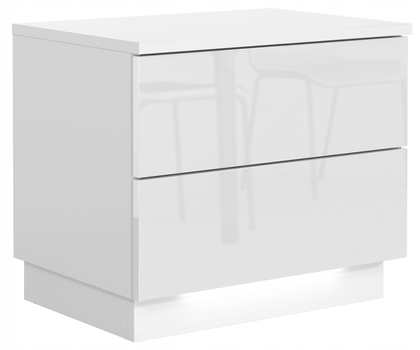 Stolik Nocny Biały Front Połysk Led Pojemna Szafka Nocna