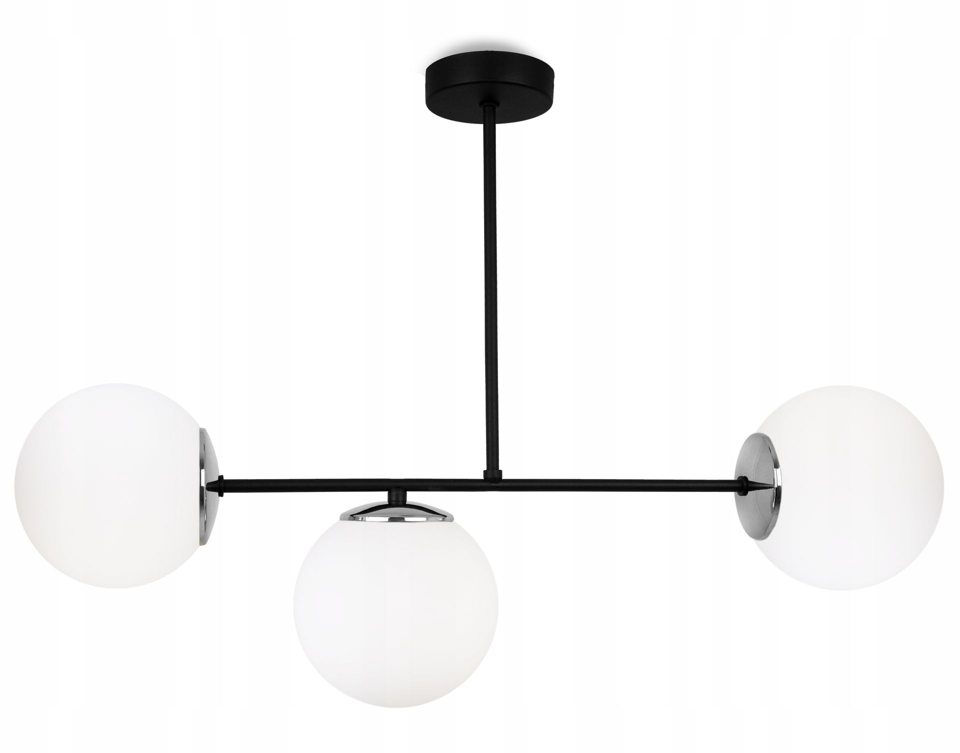 Lampa Sufitowa Wisząca Żyrandol Szklane Białe Kule Potrójna Loft Glamour