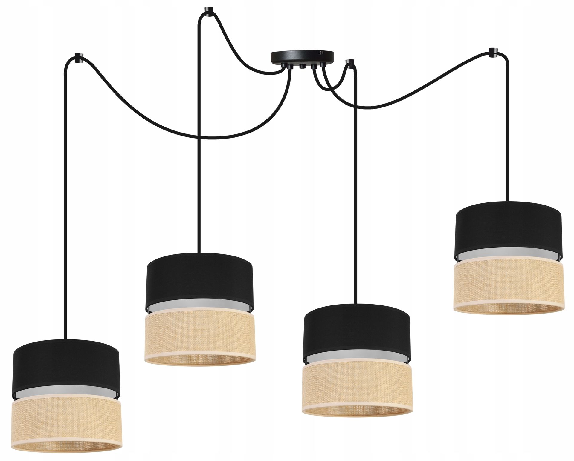 Lampa Sufitowa Wisząca Żyrandol Pająk Loft Abażur Boho Juta 20 CM