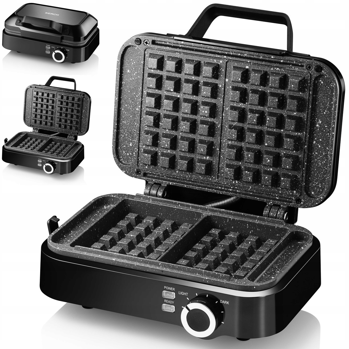 Gofrownica 2 Chrupiące Gofry Kerch Smart Marmurkowa Powłoka Regulacja 2200W