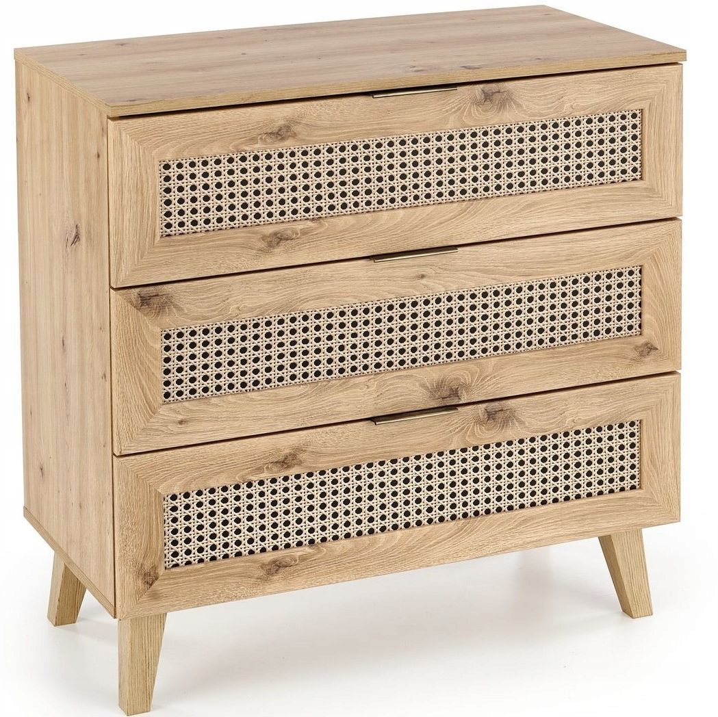 Komoda Borneo KM-2 Dąb Artisan/Czarny Styl Skandynawski Sypialnia