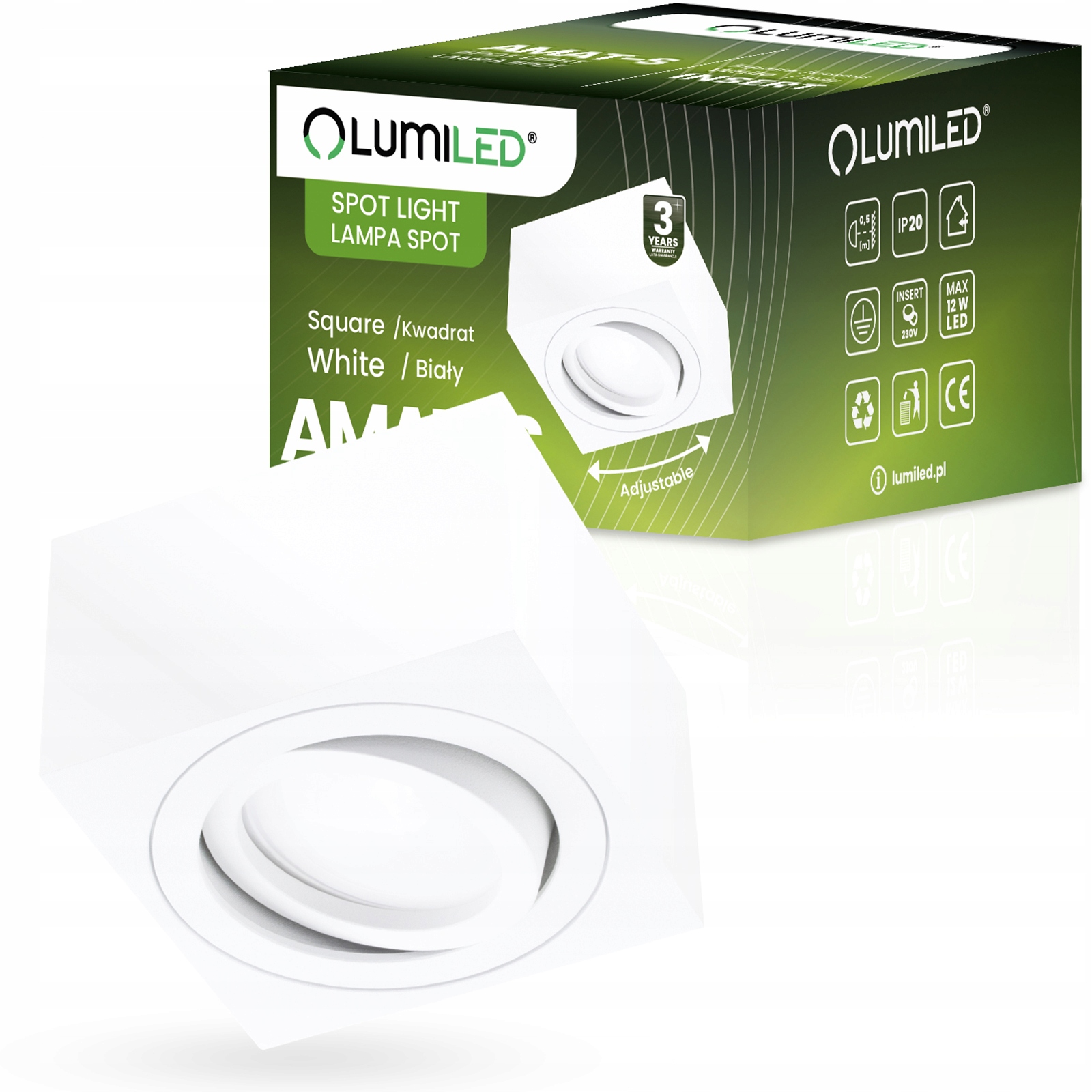 Oprawa Halogenowa Natynkowa Sufitowa Tuba Spot Led Ruchoma Biała 50mm