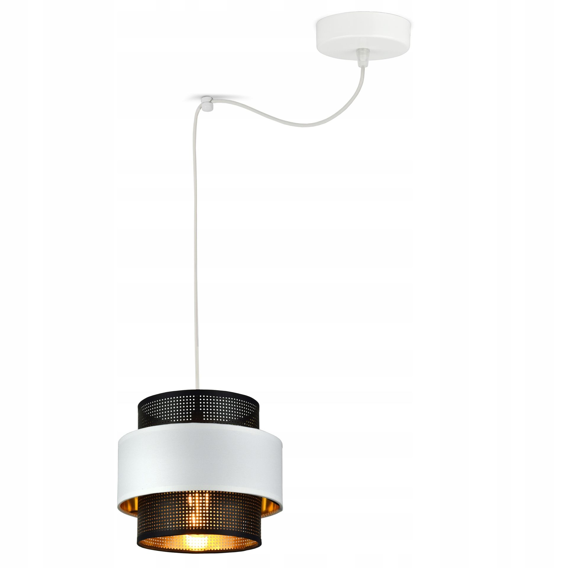 Lampa Wisząca Żyrandol Glamour Biała Czarna Złota