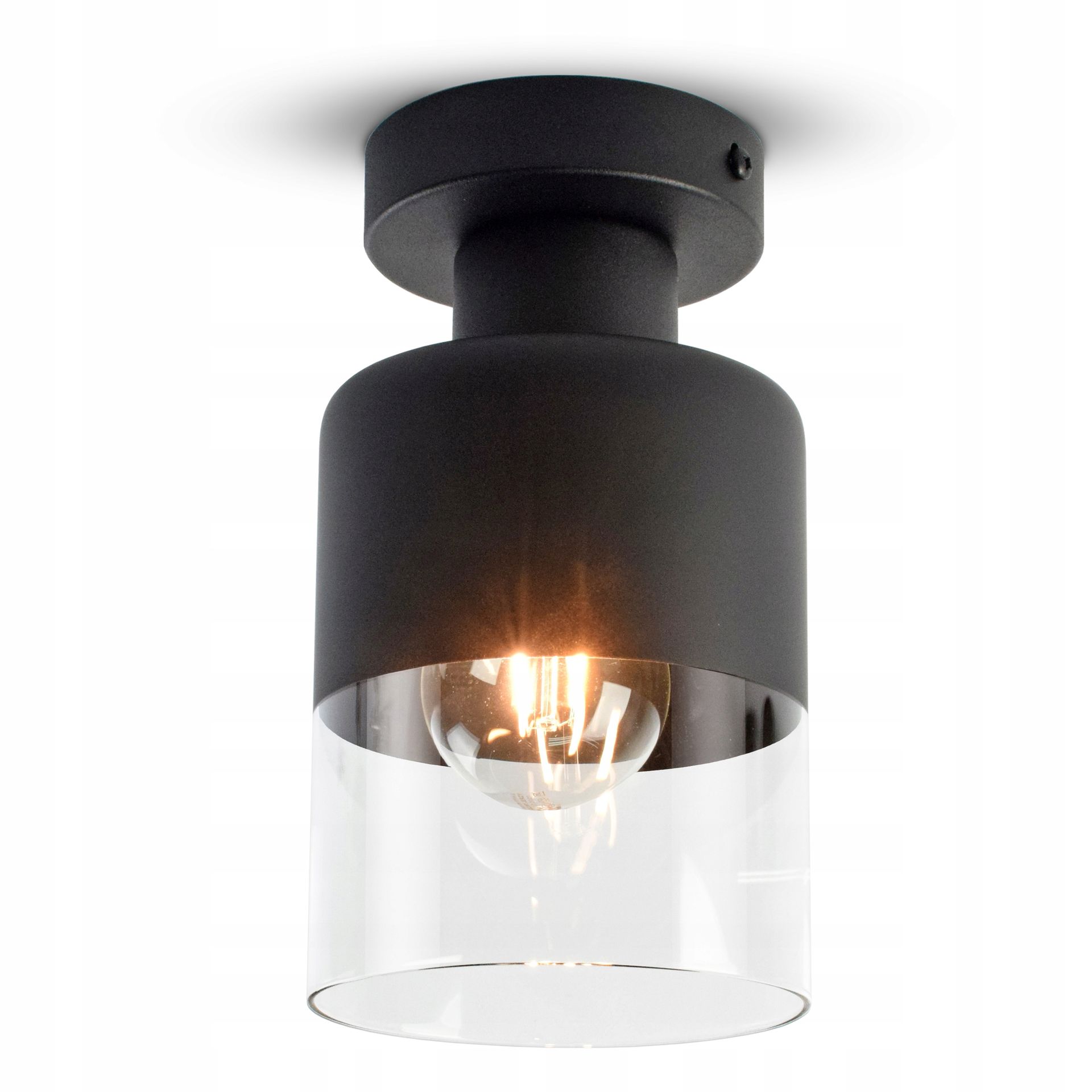 Lampa Sufitowa Żyrandol Plafon Dual Glass 568-P1 Led E27 Black Edition
