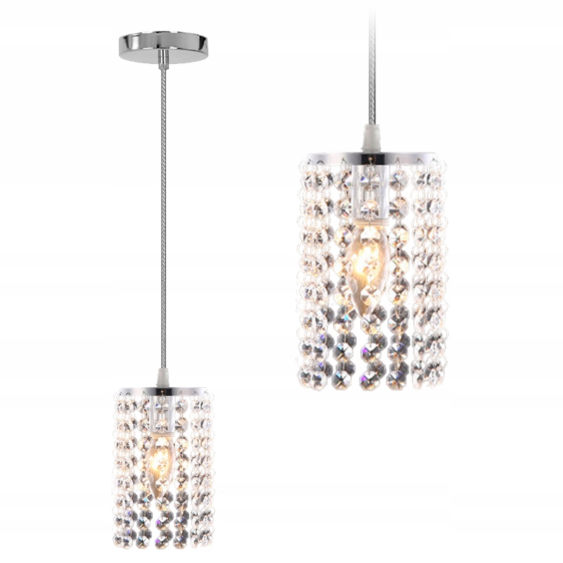 Lampa Wisząca Kryształowa Chrom Glamour Pojedyncza Srebrna