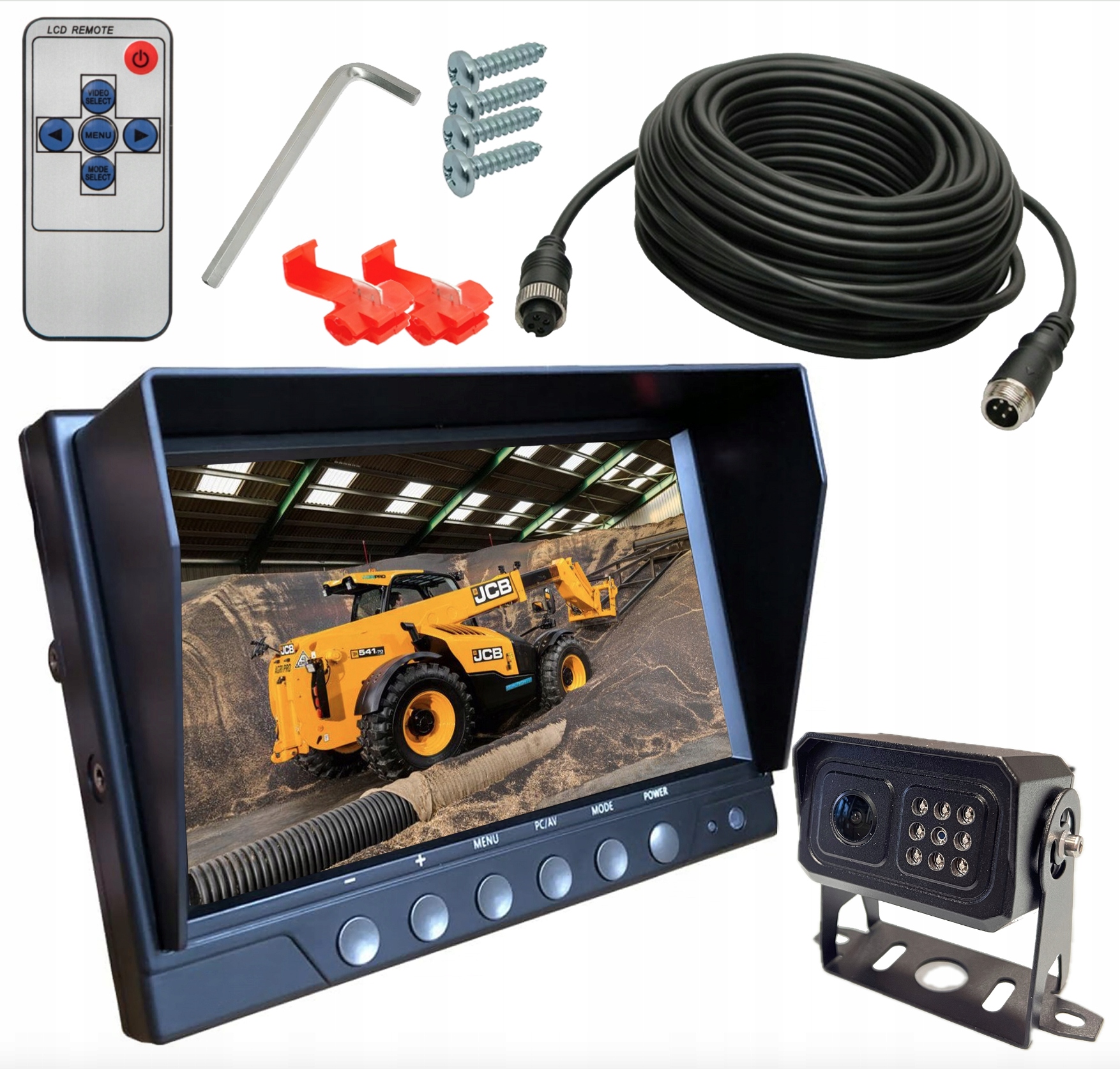 Zestaw Hermetyczny Kabel 4PIN Kamera Cofania Z Monitorem Rejestratorem B6M