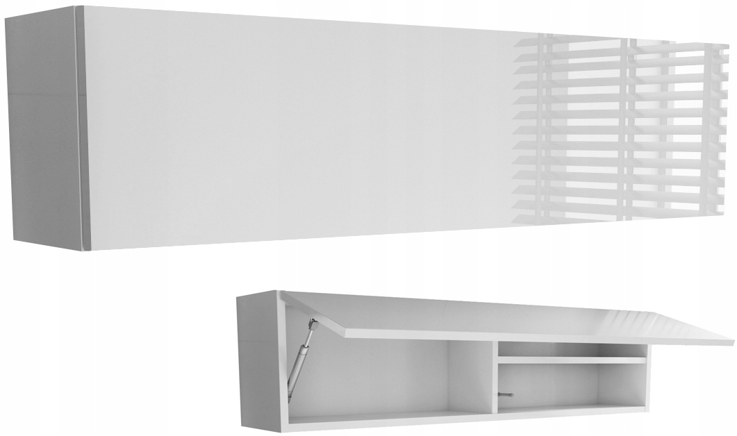 Pozioma Łazienkowa Szafka Wisząca 120 pawlacz biały połysk