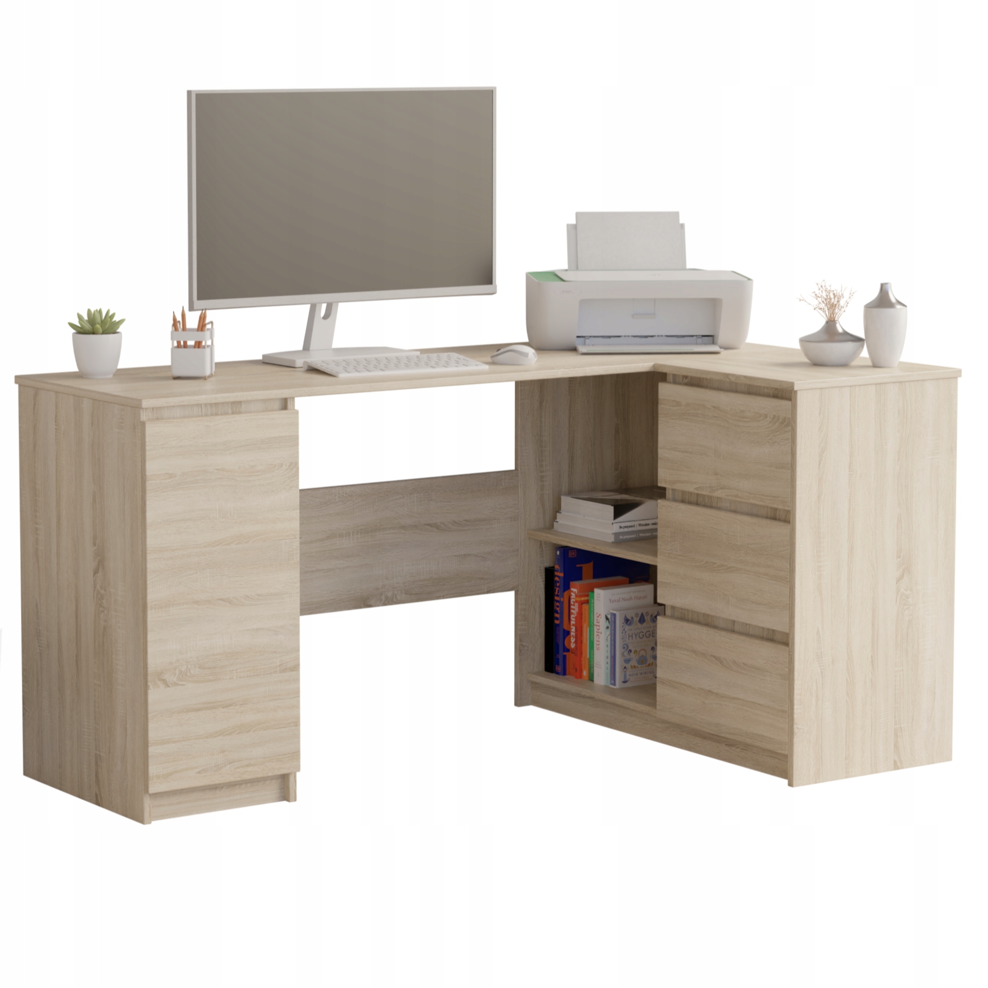 Meble Biurko narożne komputer 3sz 124cm sonomaN12