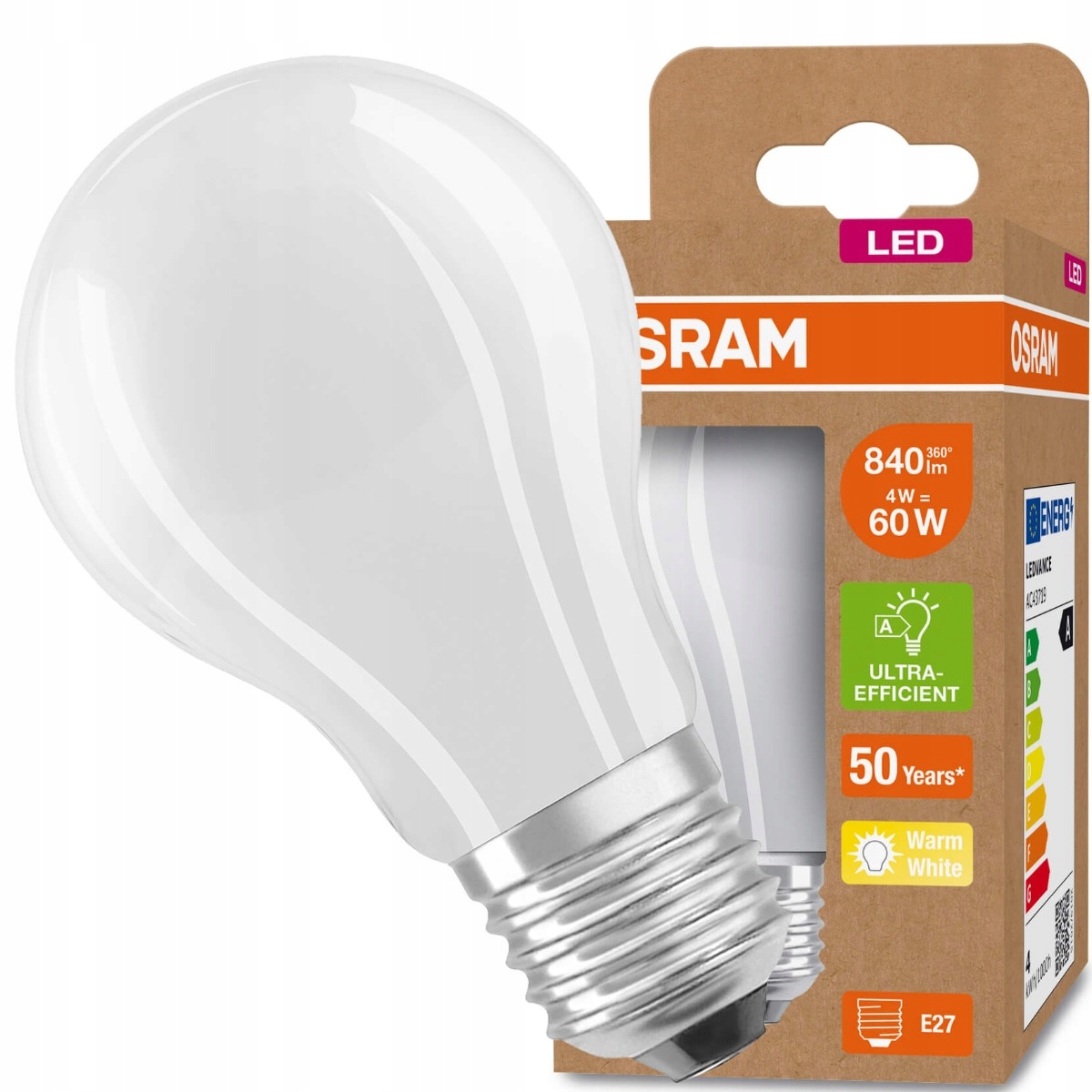 Żarówka Led A60 E27 4W 60W 3000K 210lm/W Osram