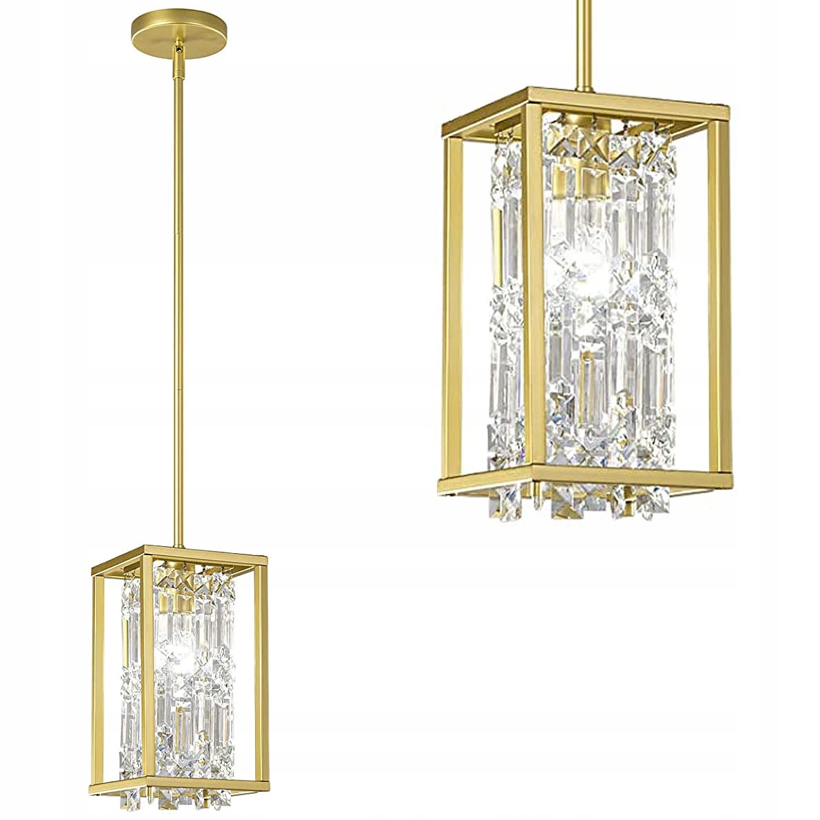 Lampa Sufitowa Wisząca Złota Gold Kryształowa Glam