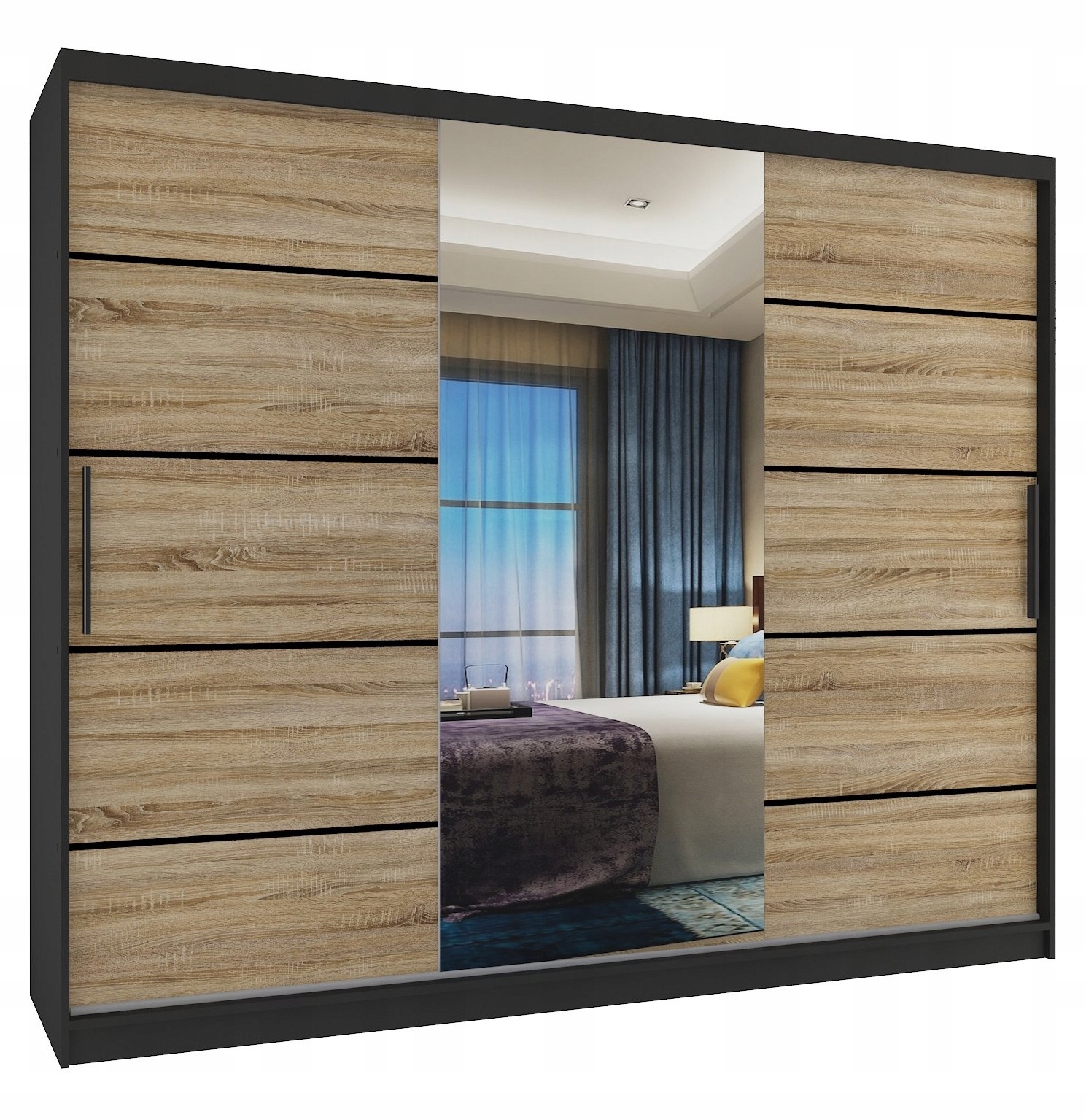 Szafa przesuwna Premium z lustrem Szuflady 235 cm