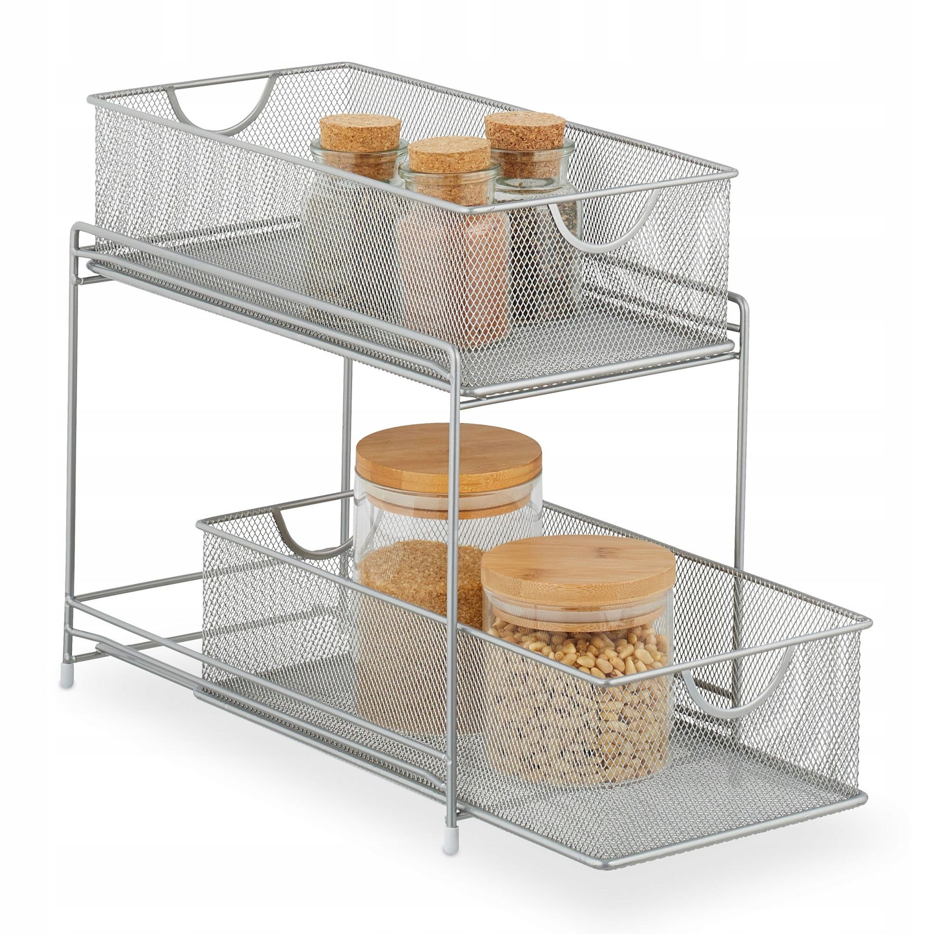 Organizer kuchenny z 2 wysuwanymi koszykami RD47539, srebrny