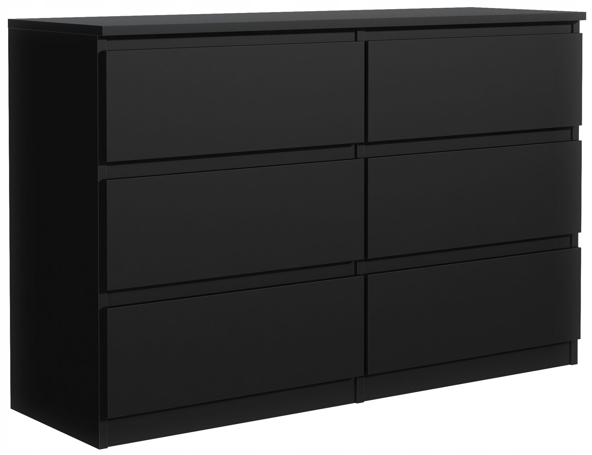 Pojemna Szafka Komoda 6 Szuflad 120cm Czarna Meble