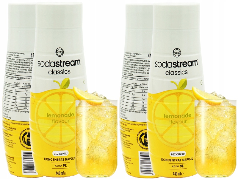 2x Syrop Koncentrat Sodastream Lemoniada Zero Cukru 9L Napoju Z 440ML
