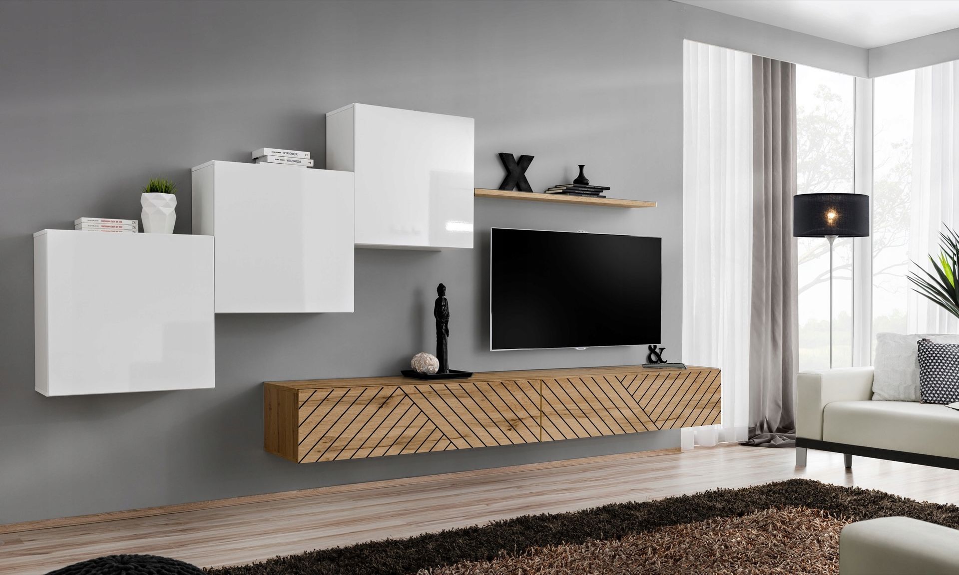 Meblościanka Switch X Lamel Połysk Mat Pvc
