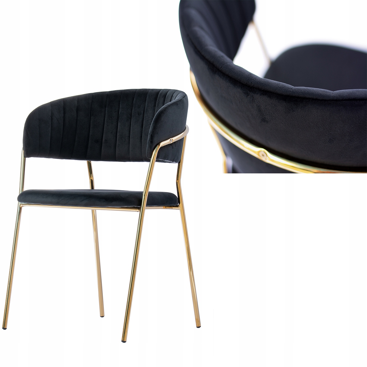 Krzesło Tapicerowane Welurowe Kuchenne Nowoczesne Glamour Czarne Velvet