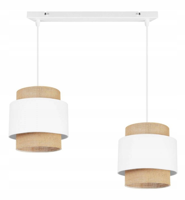 Lampa Wisząca Skandynawska Biały Abażur Juta Natural Eko Light Home