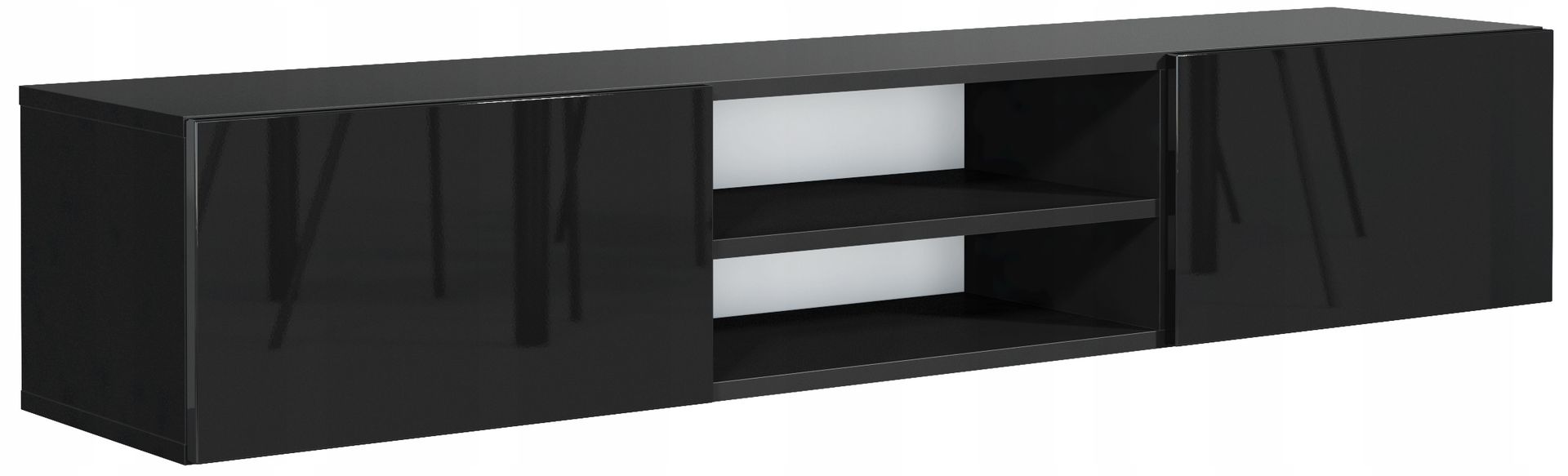 Szafka Rtv Wisząca 120CM Czarna Front Połysk