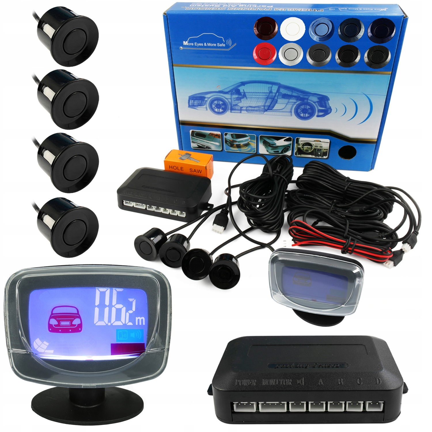 4 Czujniki Parkowania Cofania Parktronic LCD Kolor