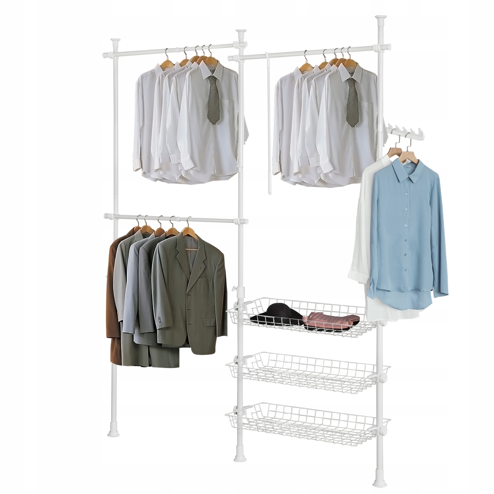 FRG34-W teleskopowy system regałowy na ubrania półki do przychowywania