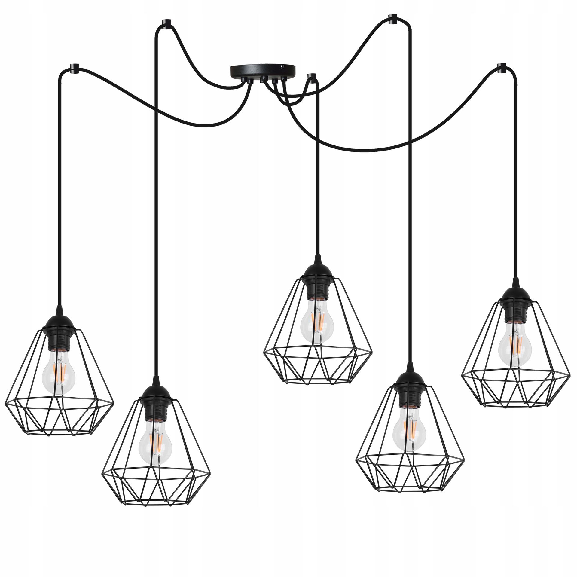 Lampa Sufitowa Wisząca Czarny Żyrandol Pająk Loft Do Pokoju Salonu Kuchni