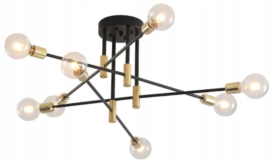 Lampa APP733 sufitowa żyrandol czarna złota loft