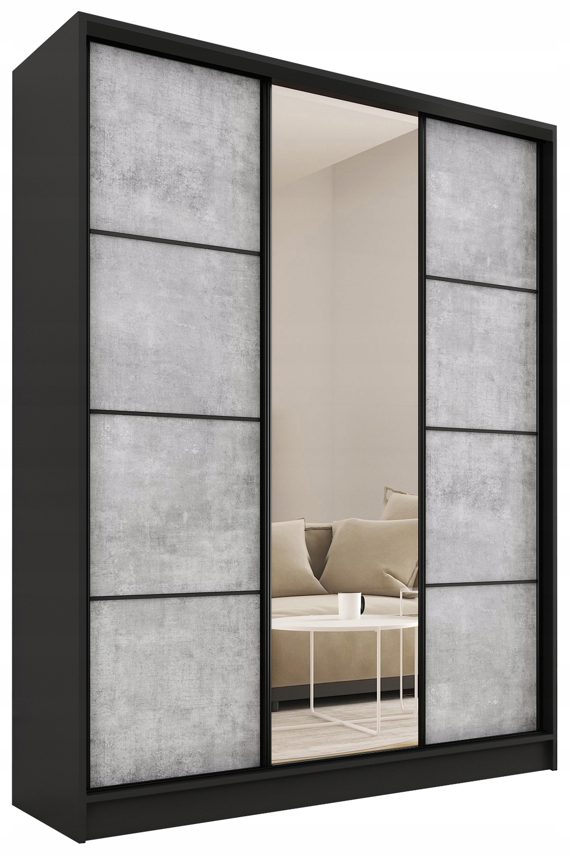 Szafa przesuwna z lustrem 150 cm Loft Beton mat