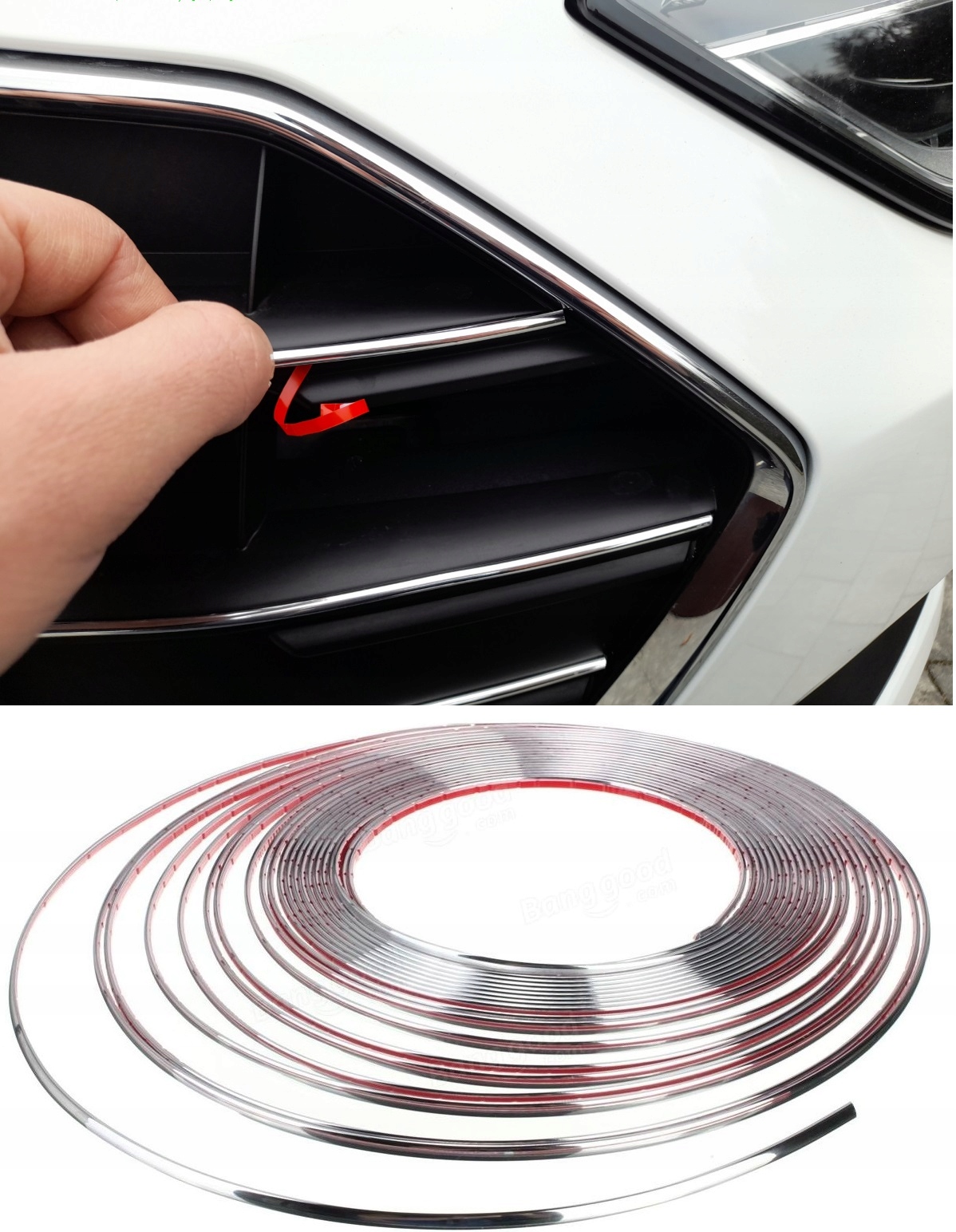 Listwa Chrom 6mm 8m Chromowana Tuningowa Ozdobna Samochodowa Taśma Z Klejem