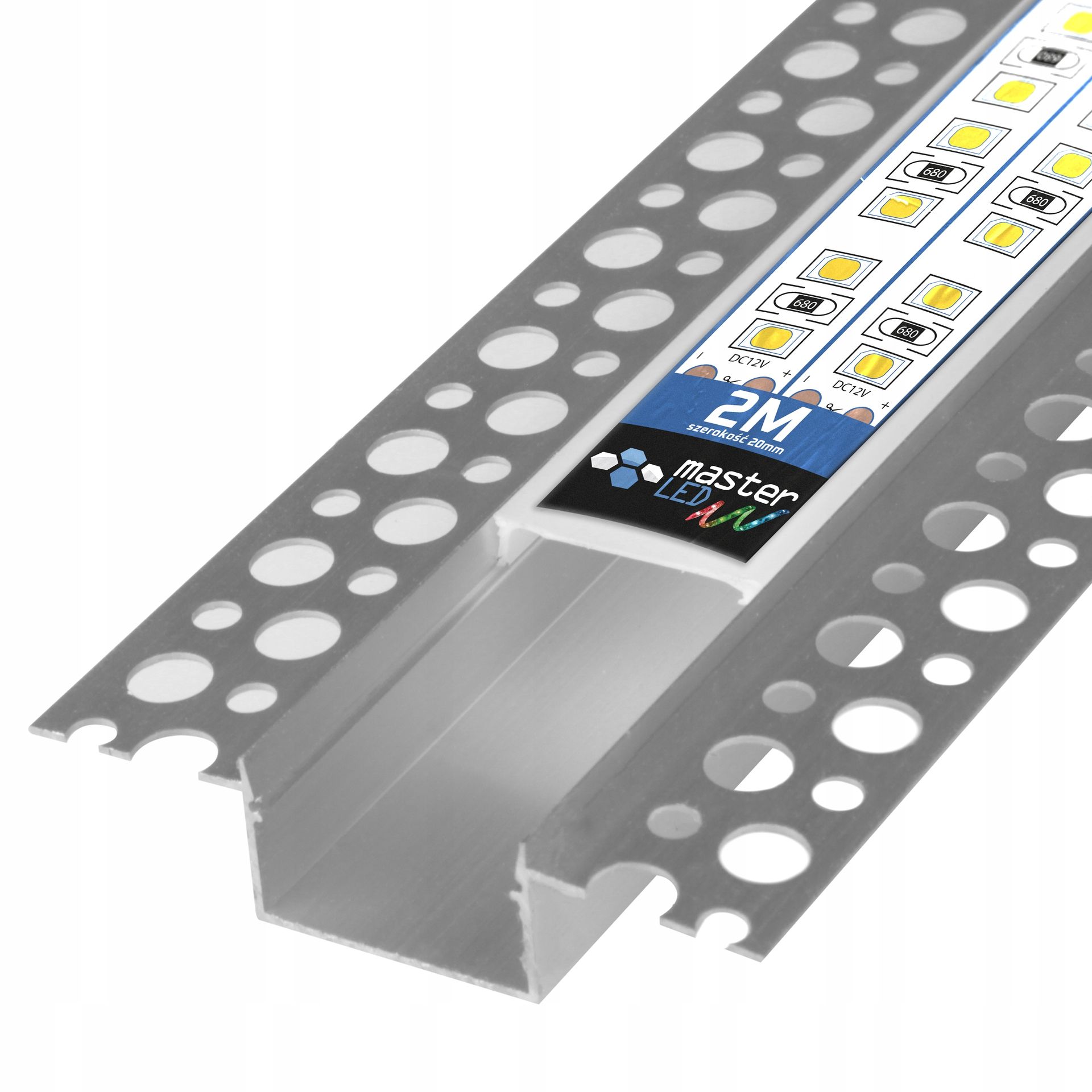 Profil Led Aluminium do Gk 20mm karton gips płyt kafli glazury 2m klosz