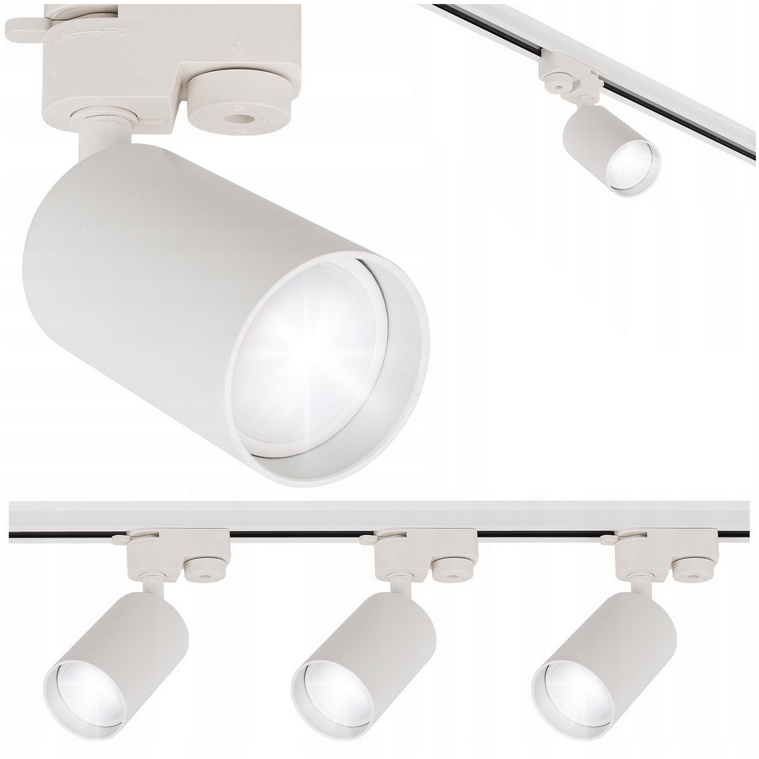 Oświetlenie szynowe 3x Lampa GU10 biała listwa 1m Szynoprzewód Reflektor