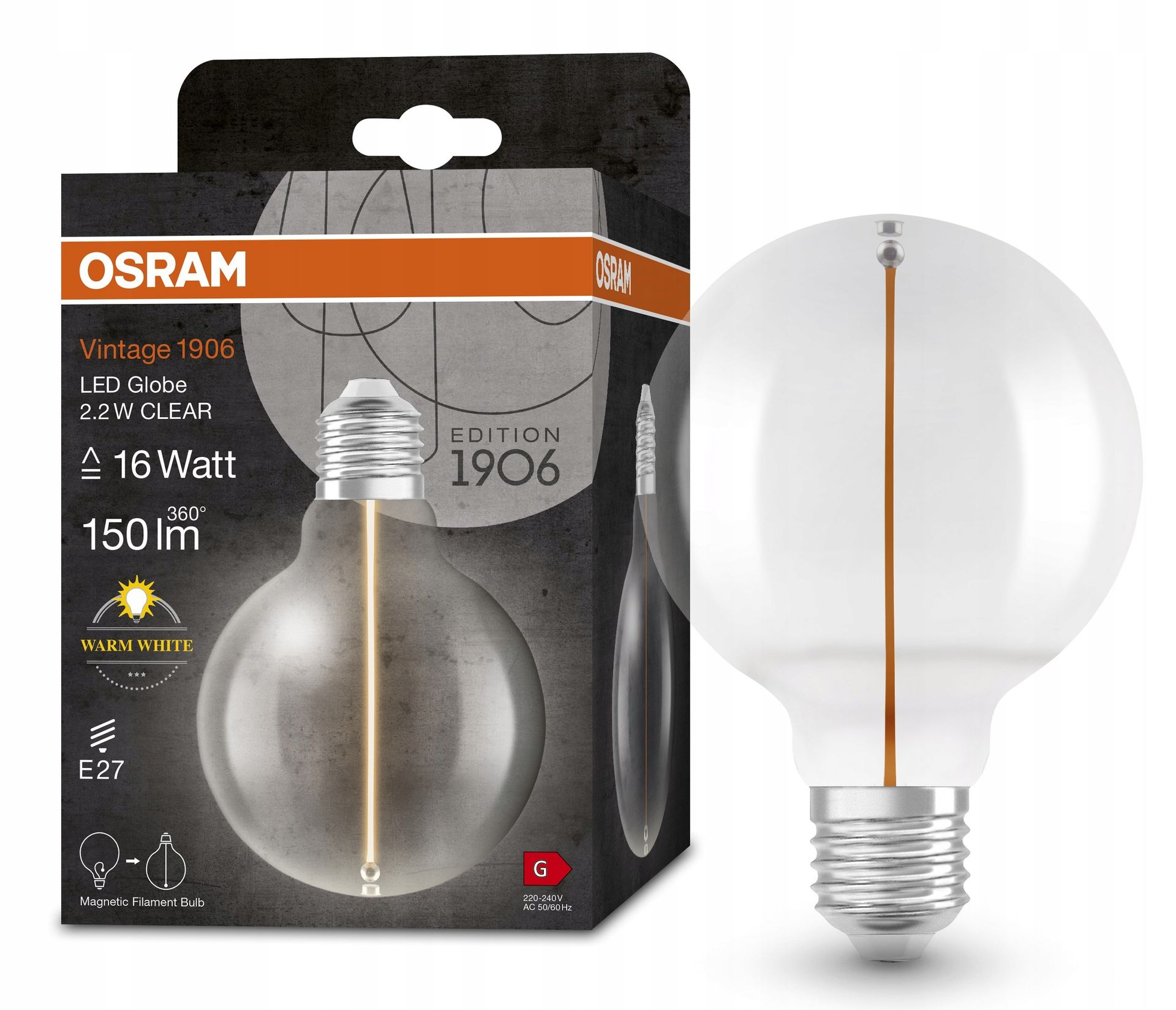 Osram żarówka Globe Led Vintage Filament Magnetic 2.2W 2700K E27 150lm