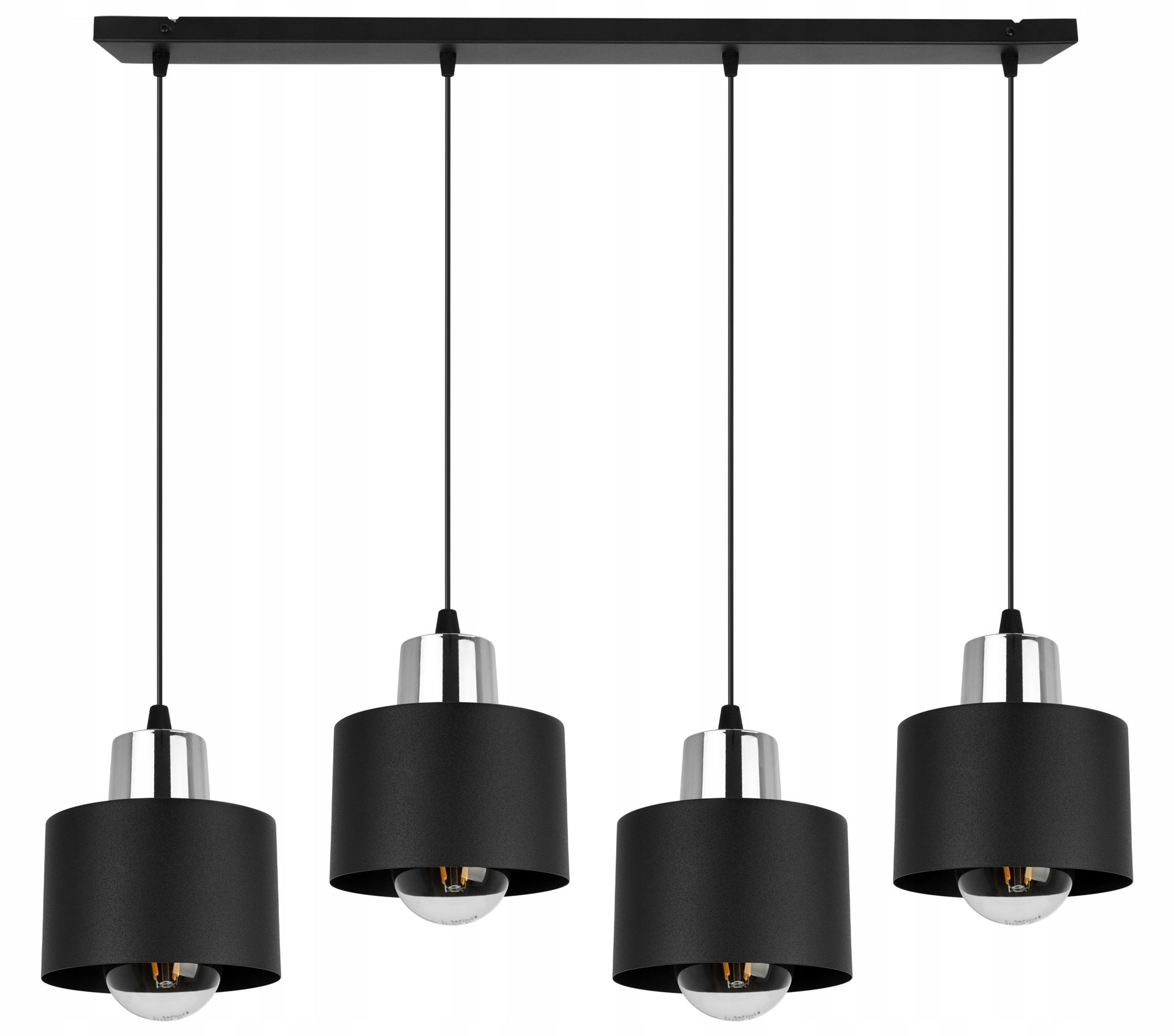 Lampa Wisząca Sufitowa Żyrandol Czarna Listwa Klosz Loft Do Kuchni Salonu