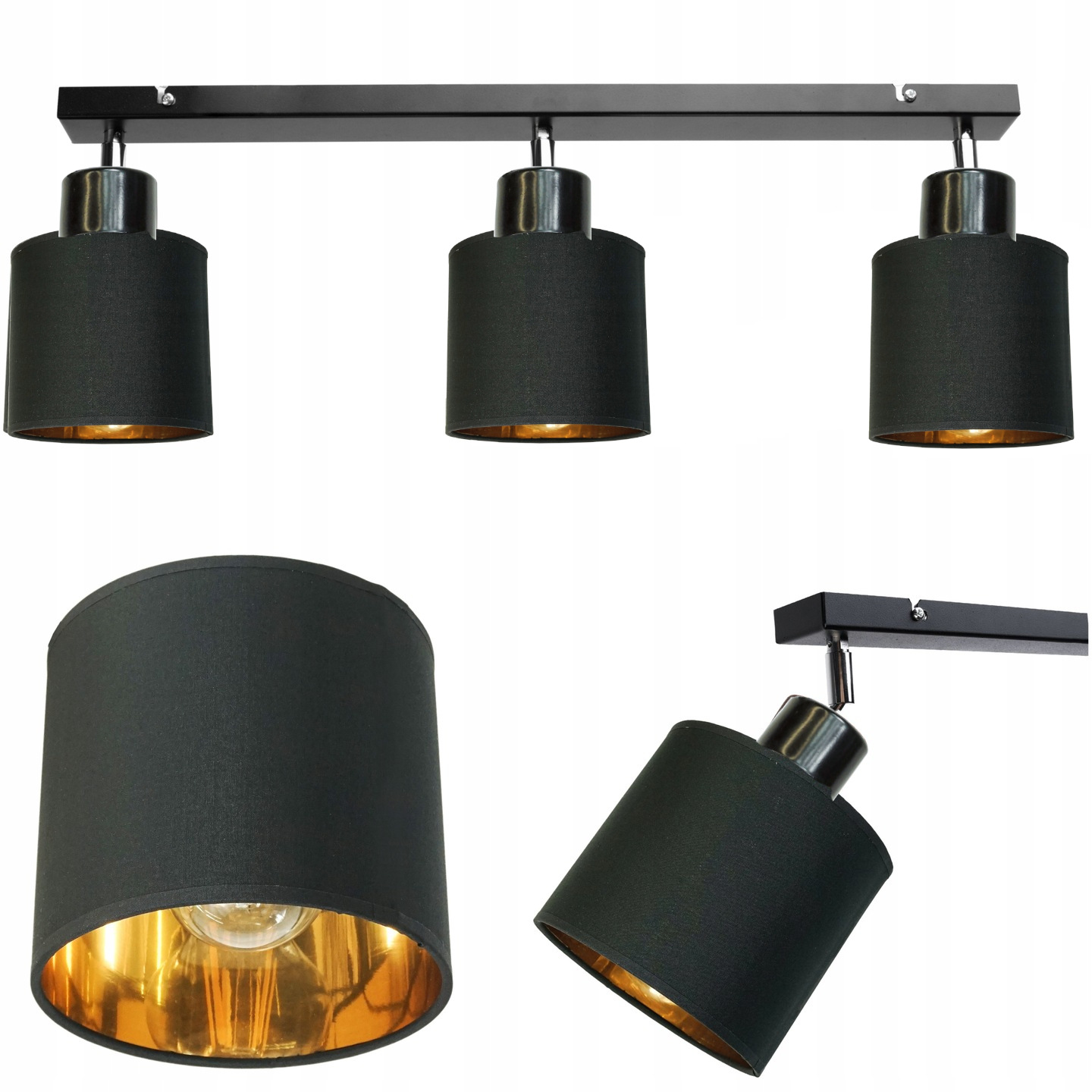 Żyrandol Lampa Led Wisząca Sufitowa Abażur Złoty